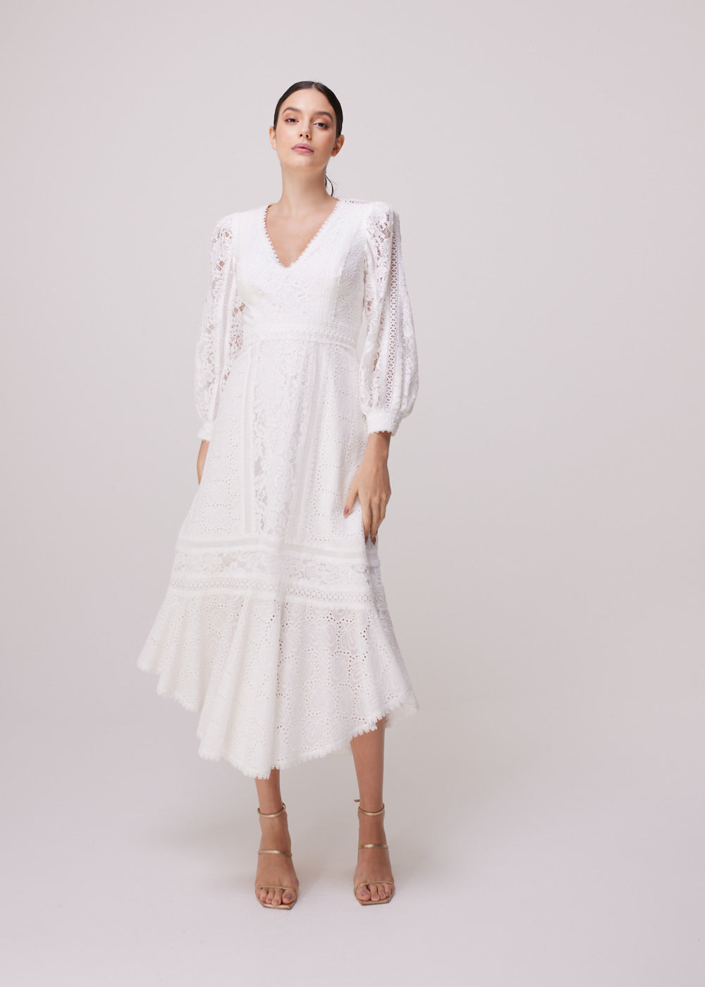 VESTIDO MIDI BEATRICE LAISE/MIX OFF WHITE