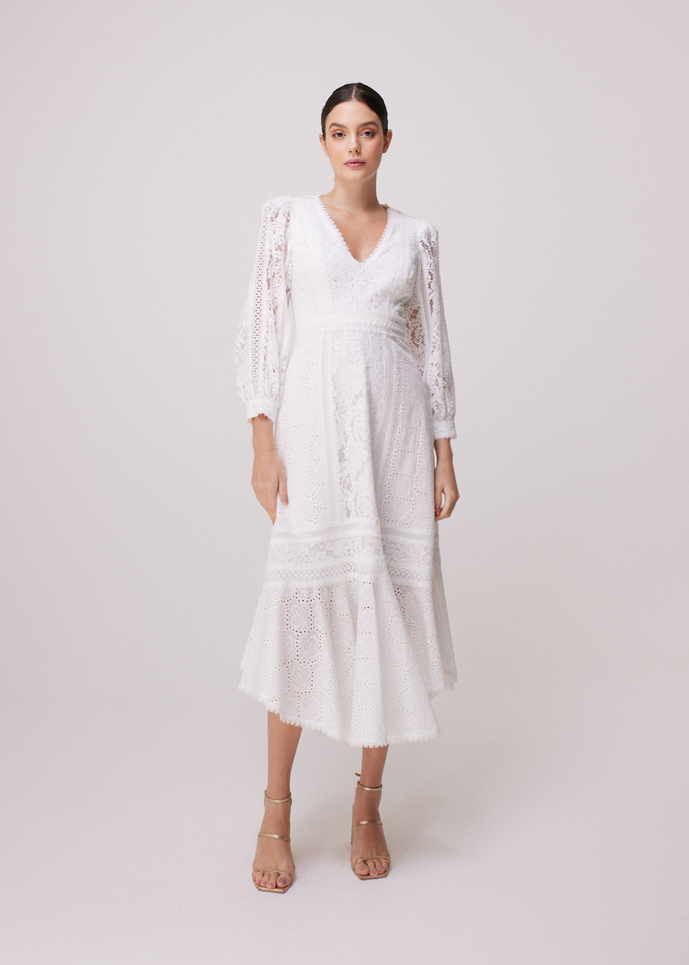 VESTIDO MIDI BEATRICE LAISE/MIX OFF WHITE