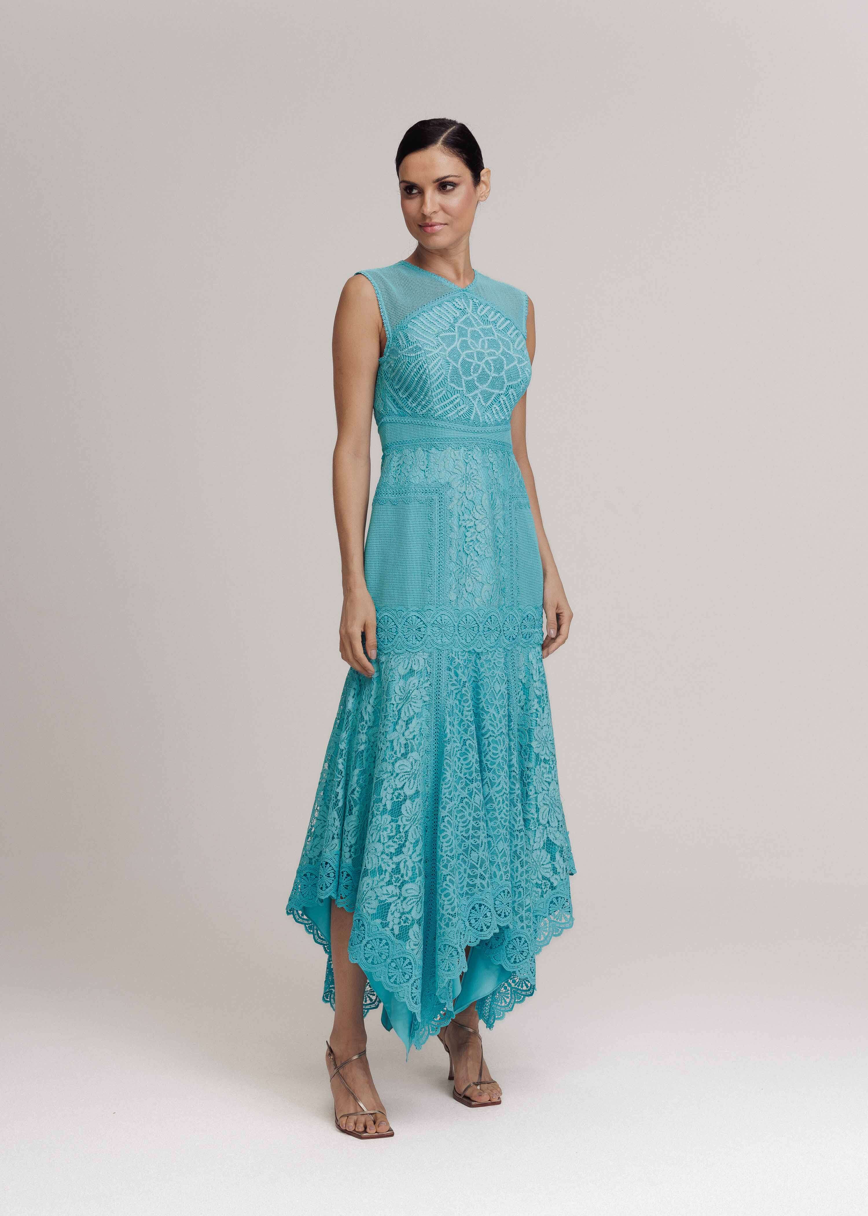 VESTIDO MIDI ELAINE AZUL CURACAO