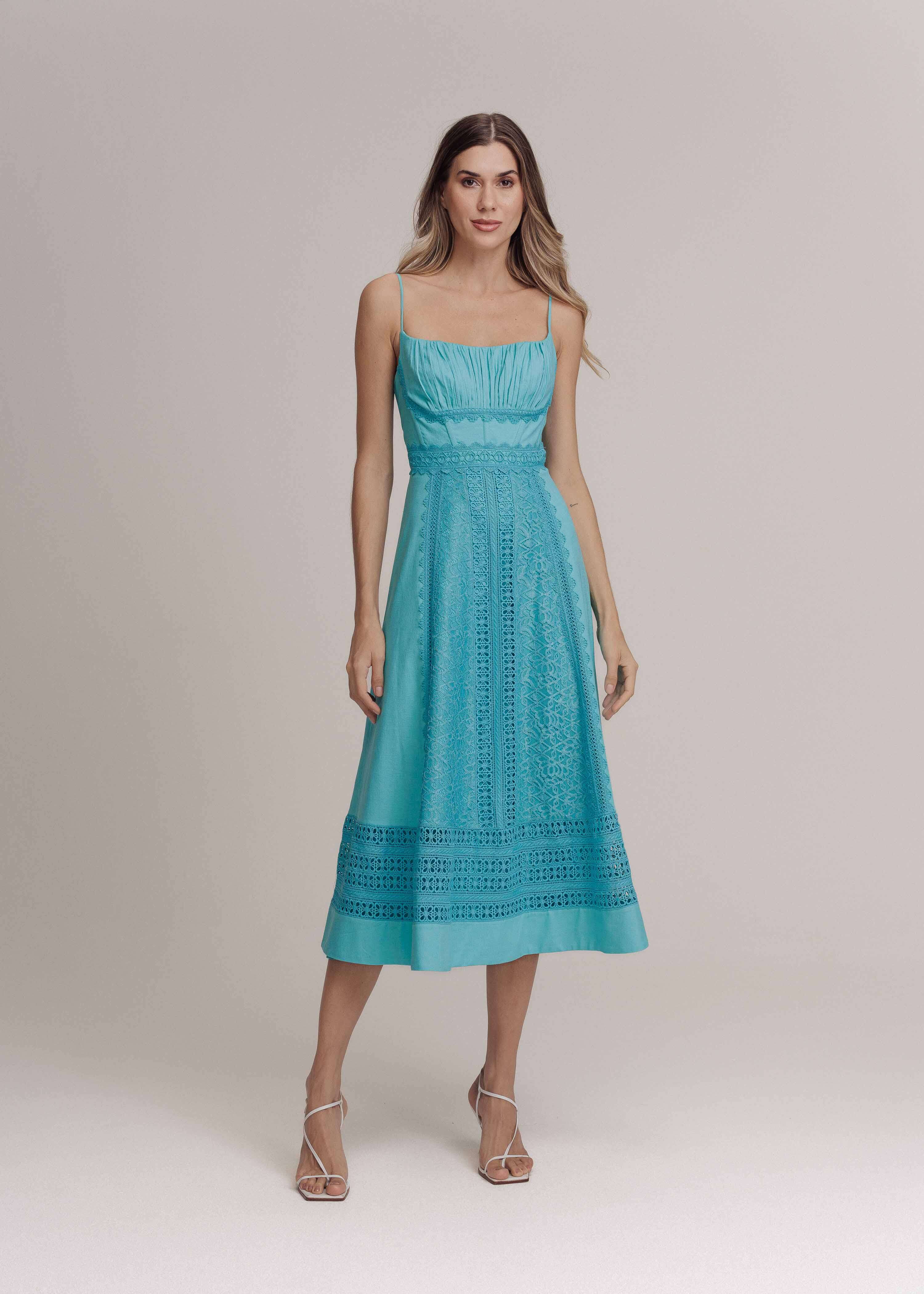 VESTIDO MIDI GRACIE AZUL CURACAO