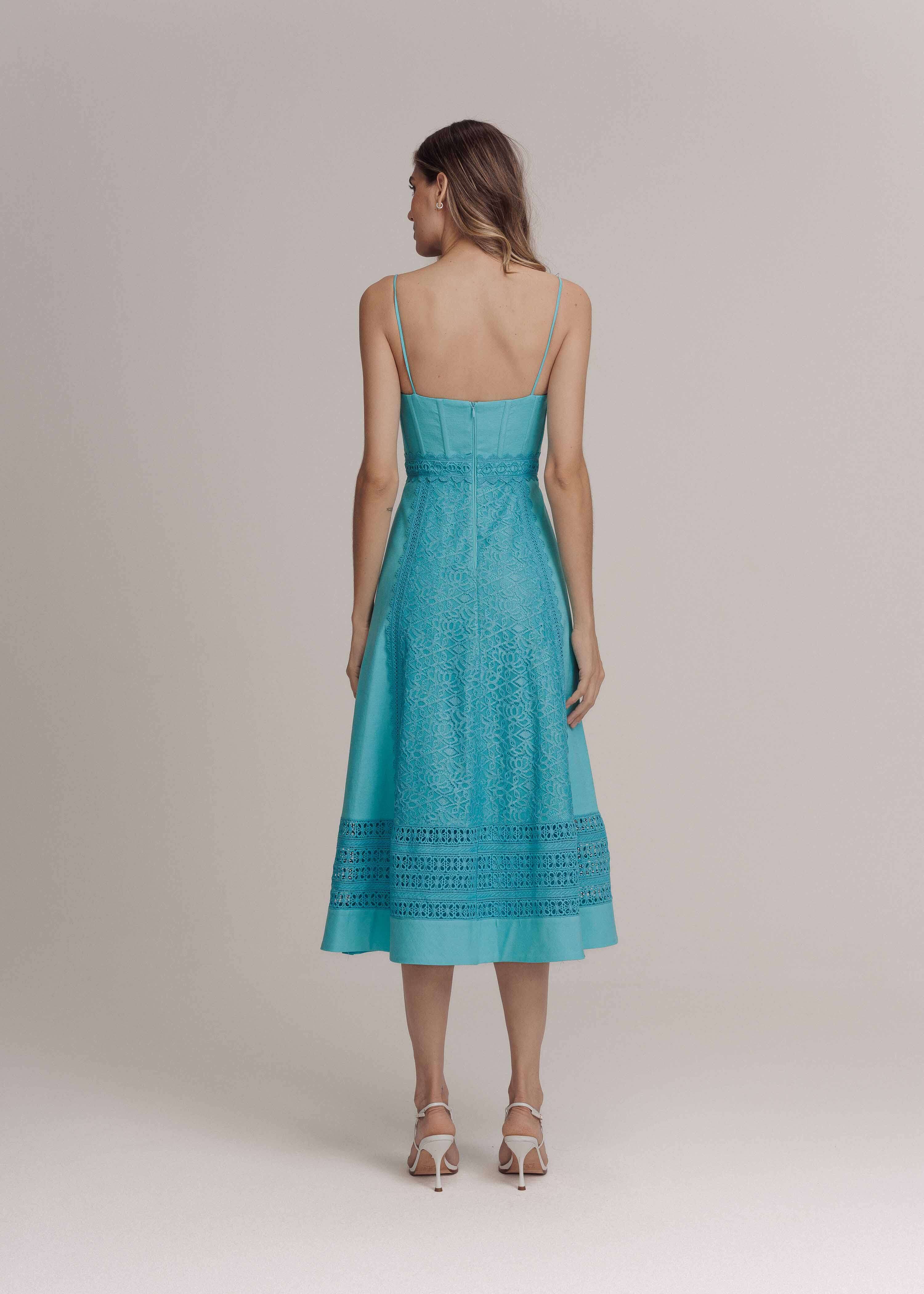 VESTIDO MIDI GRACIE AZUL CURACAO