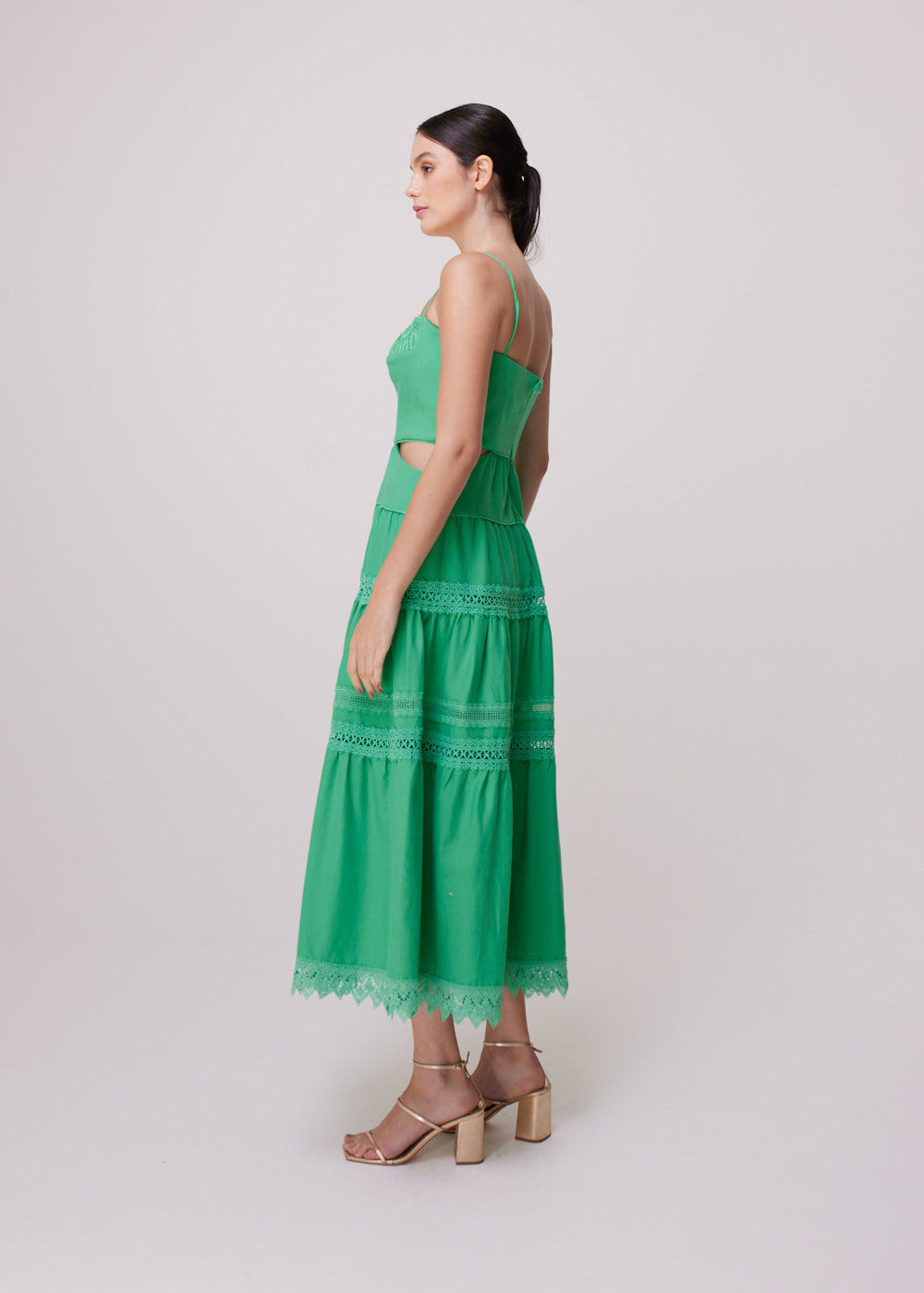 VESTIDO MIDI HELEN LINHO VERDE PAPILLON