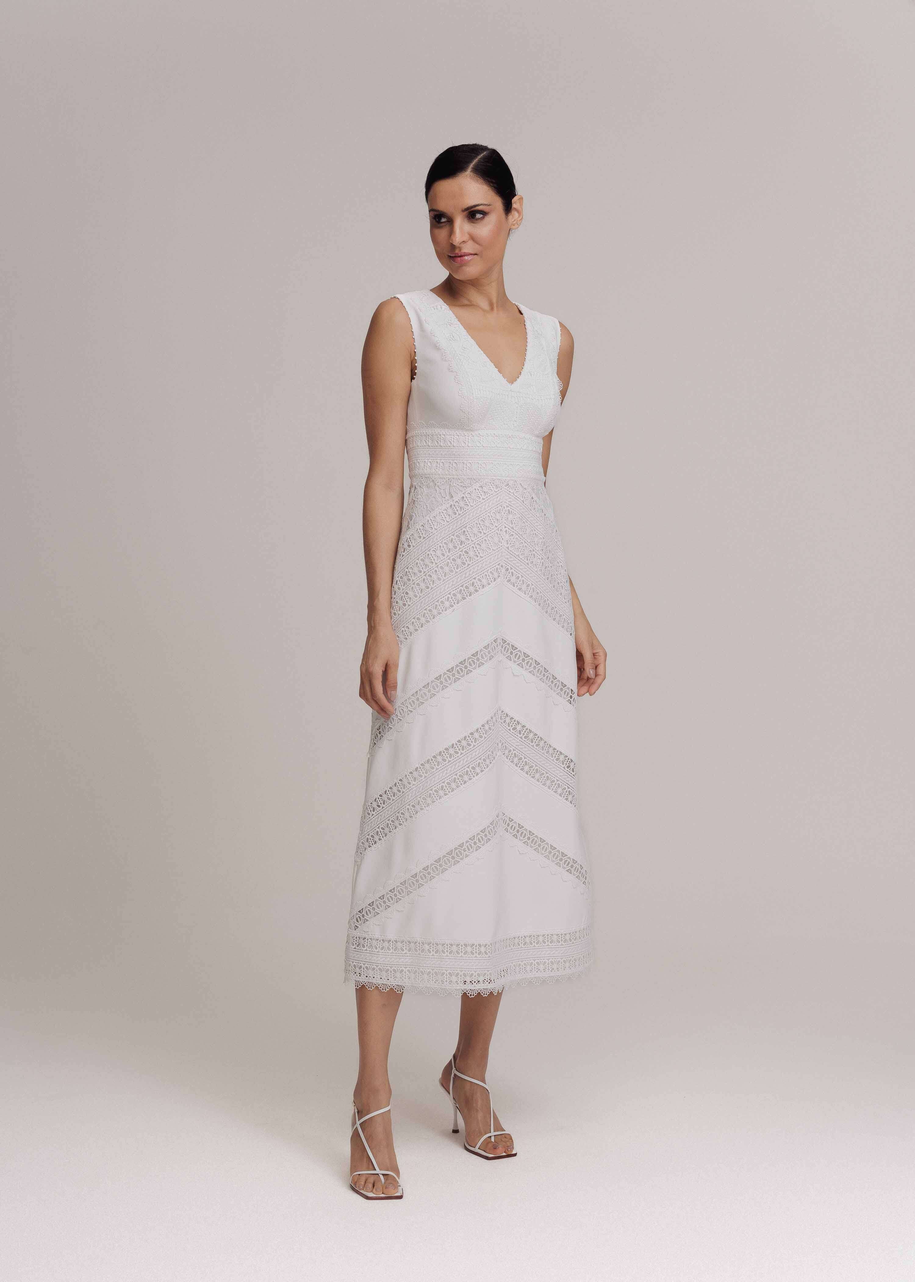VESTIDO MIDI MIRELA OFF WHITE
