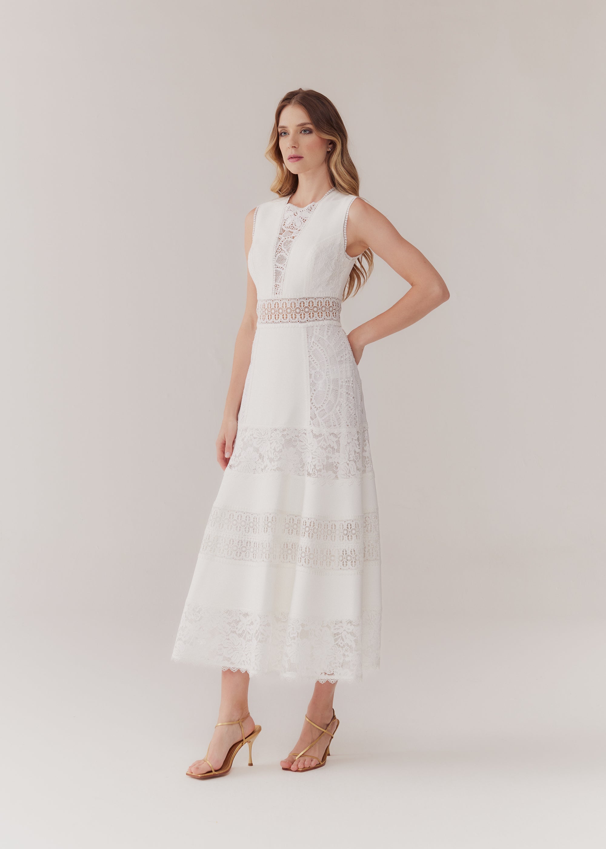 VESTIDO MIDI REBECA OFF WHITE