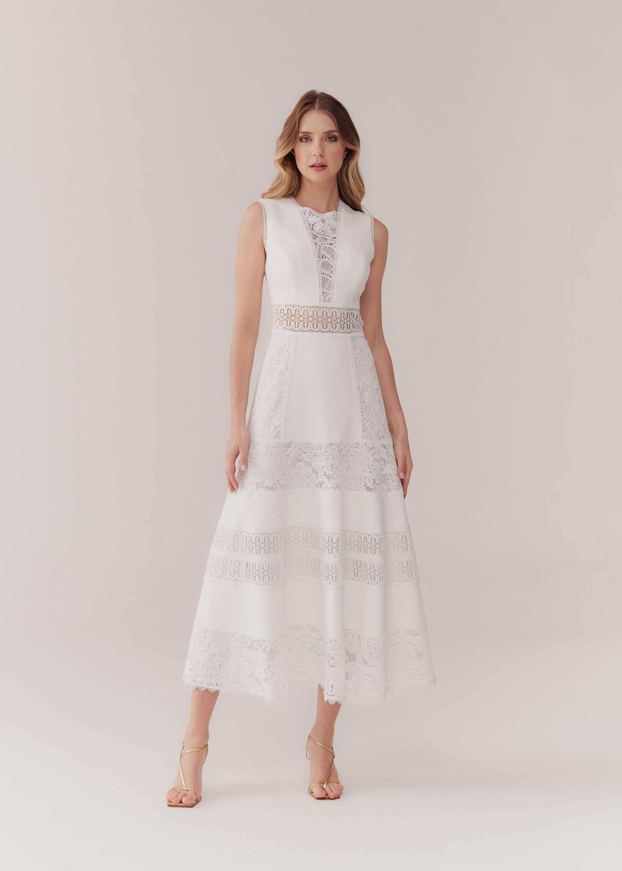 VESTIDO MIDI REBECA OFF WHITE