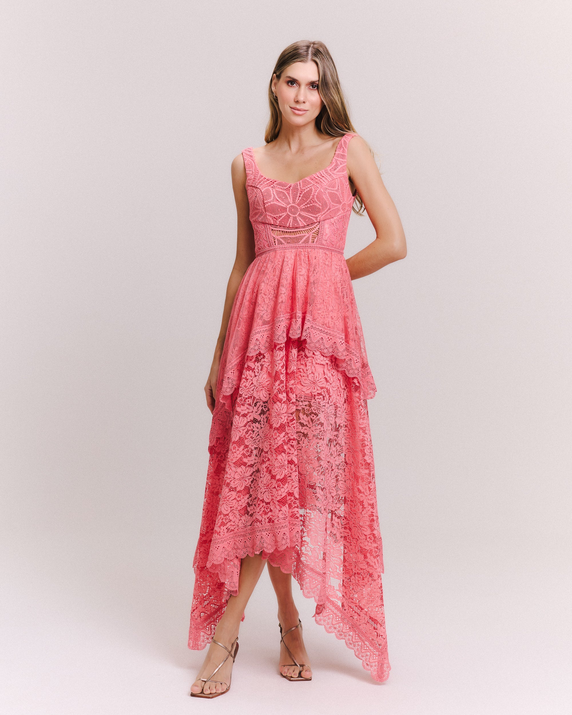 VESTIDO MIDI CELINE PEACH BLOSSOM