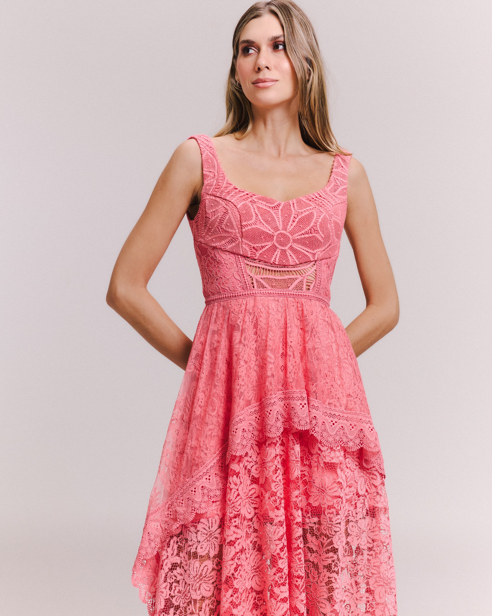 VESTIDO MIDI CELINE PEACH BLOSSOM