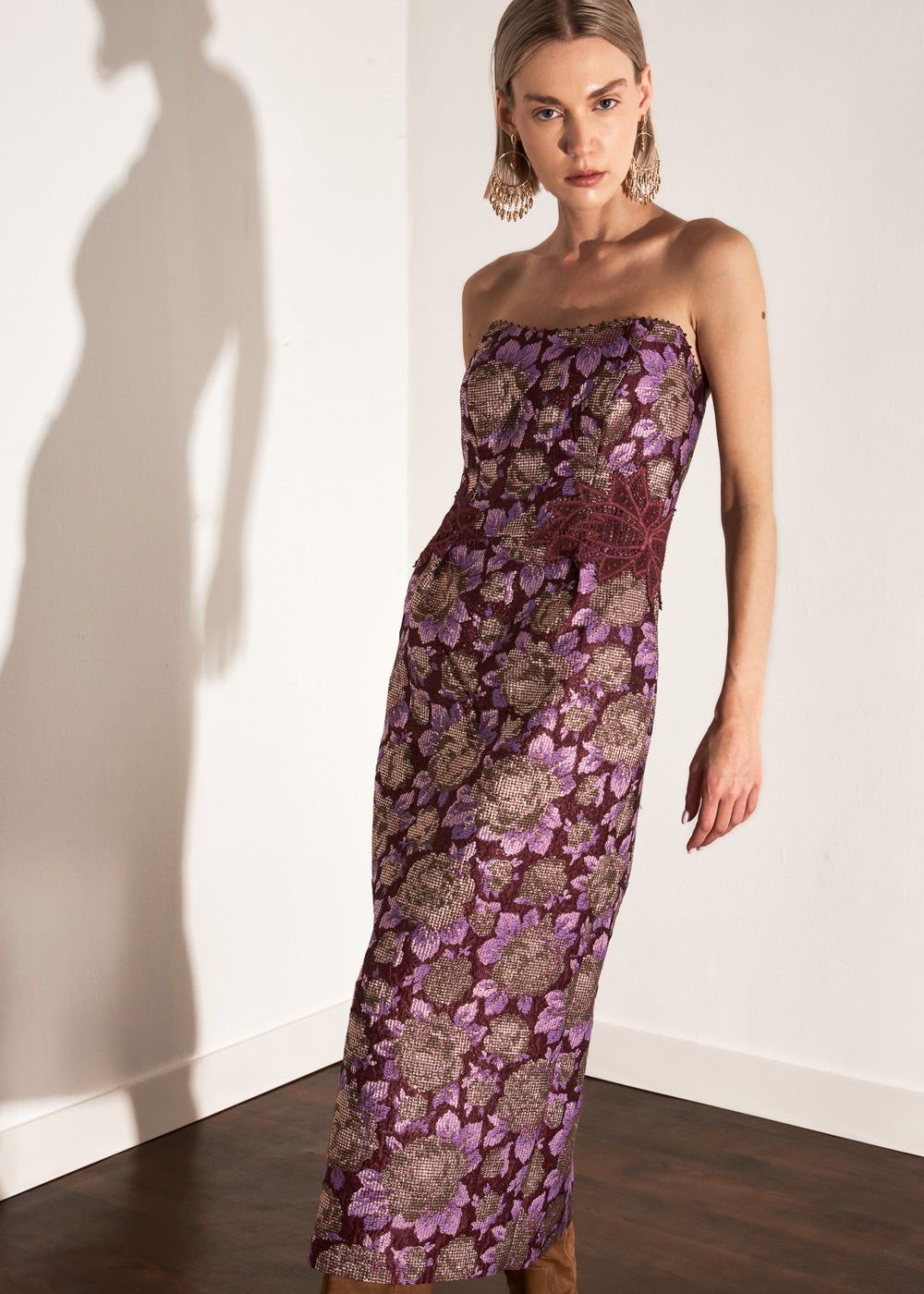 VESTIDO MIDI LEILA JACQUARD FLORAL