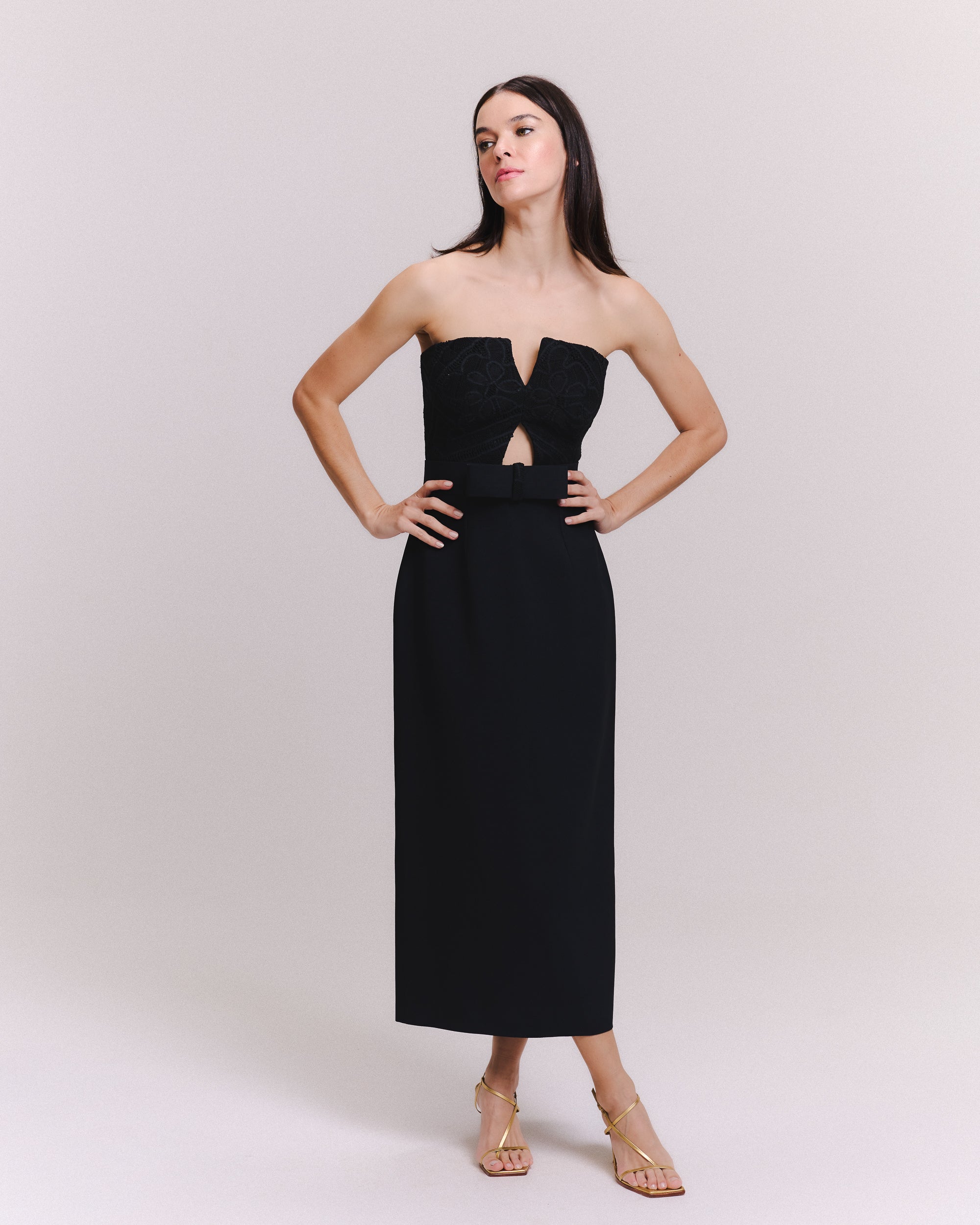 VESTIDO MIDI MARJORIE PRETO