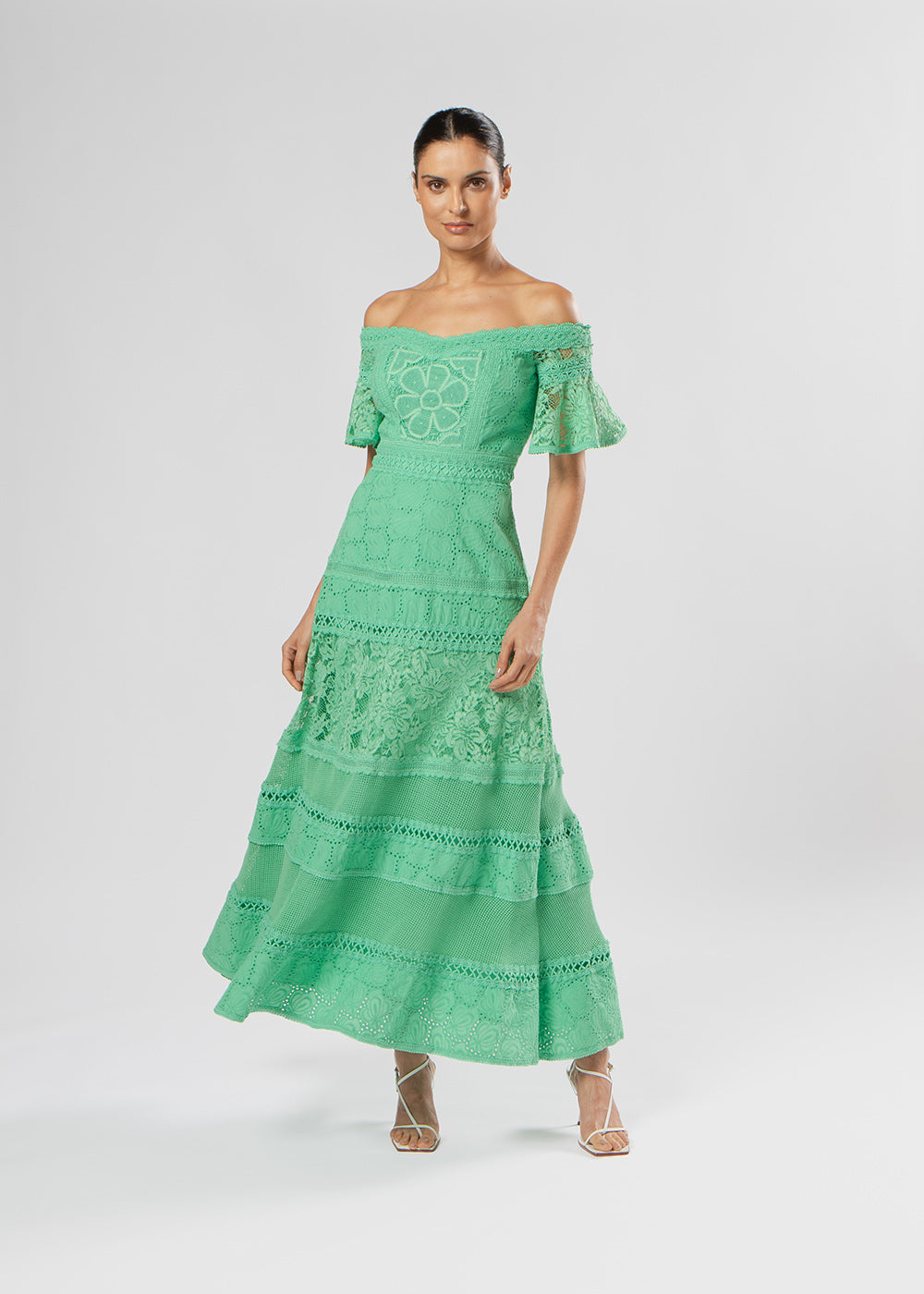 VESTIDO MIDI NICE LAISE/MIX VERDE PAPILLON