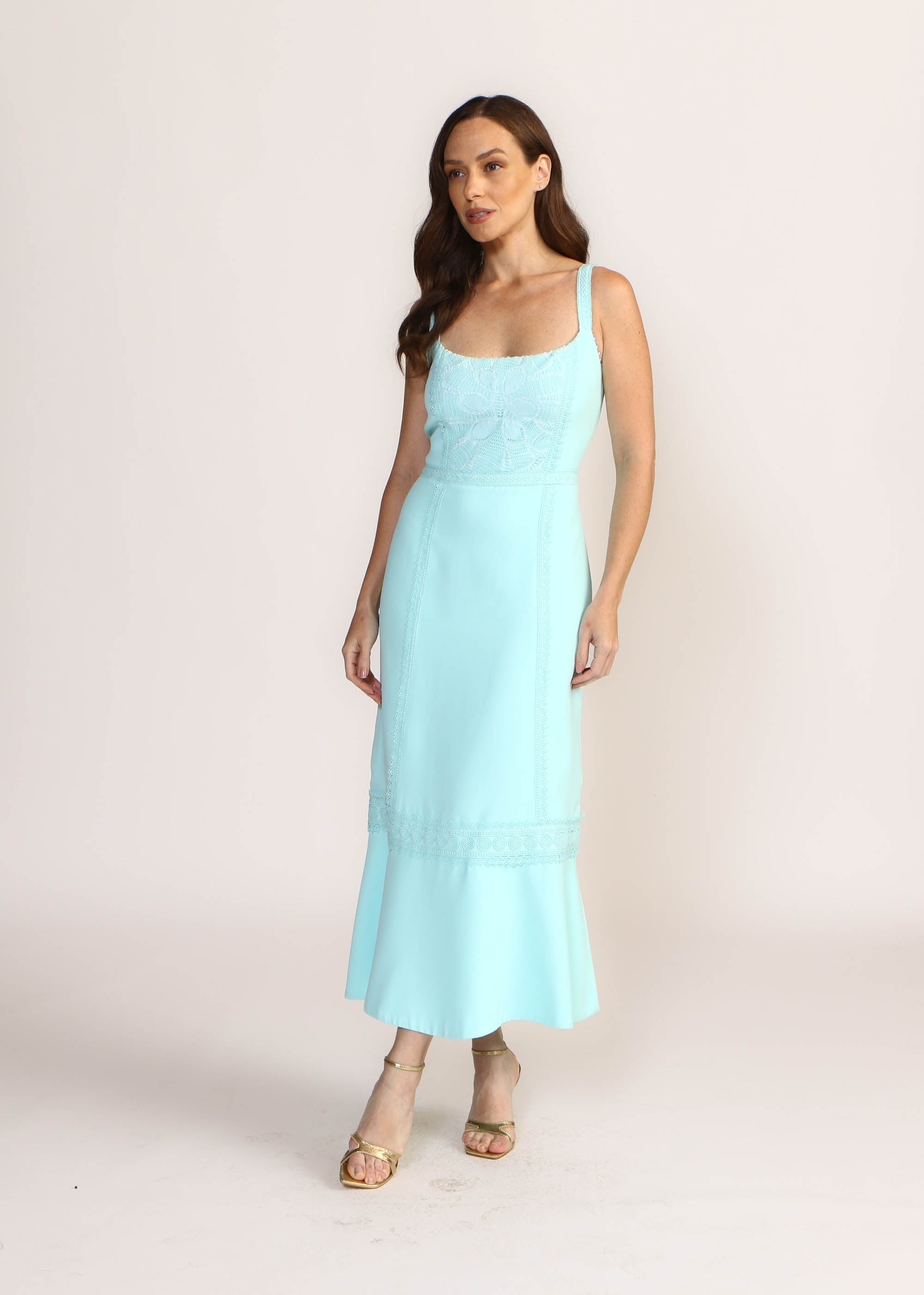 VESTIDO MIDI VICENTINA VERDE ANTONIETA