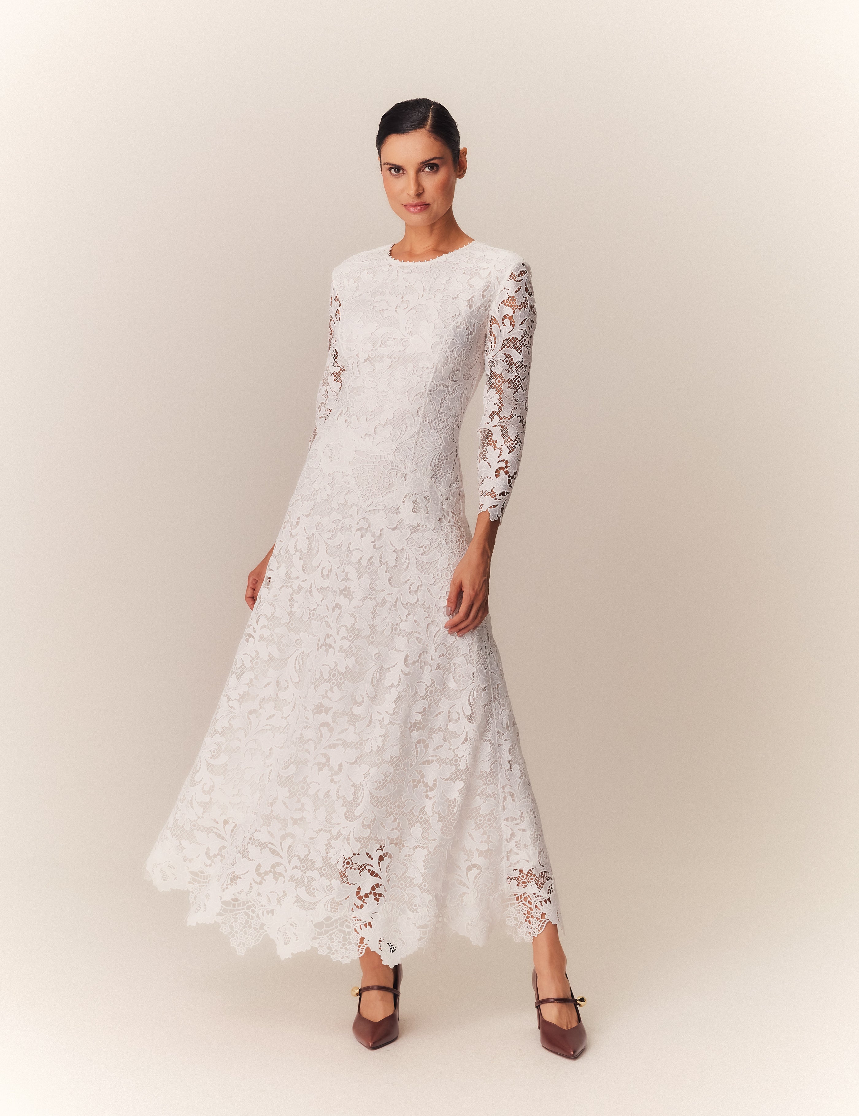 VESTIDO MIDI BRUNA OFF WHITE