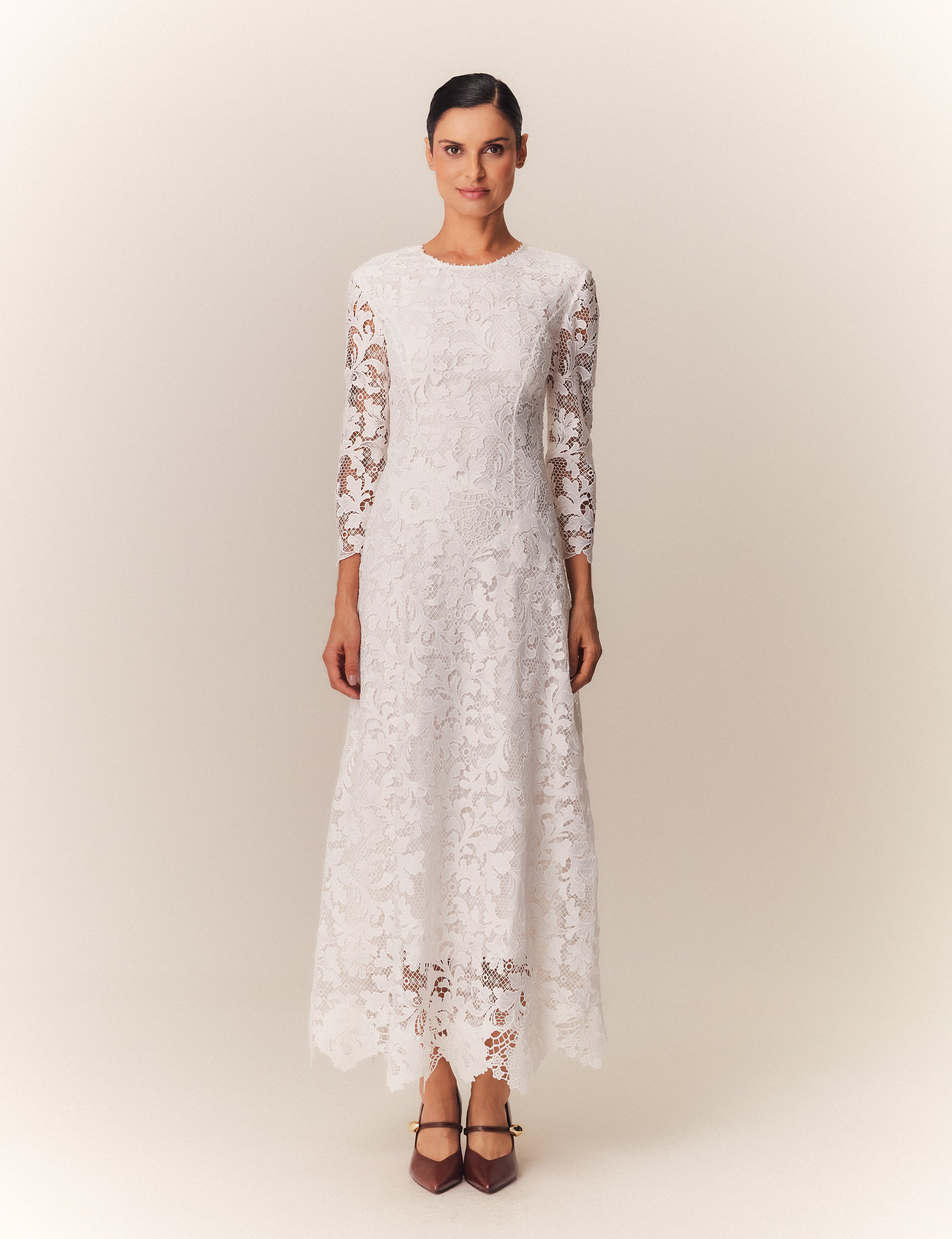 VESTIDO MIDI BRUNA OFF WHITE