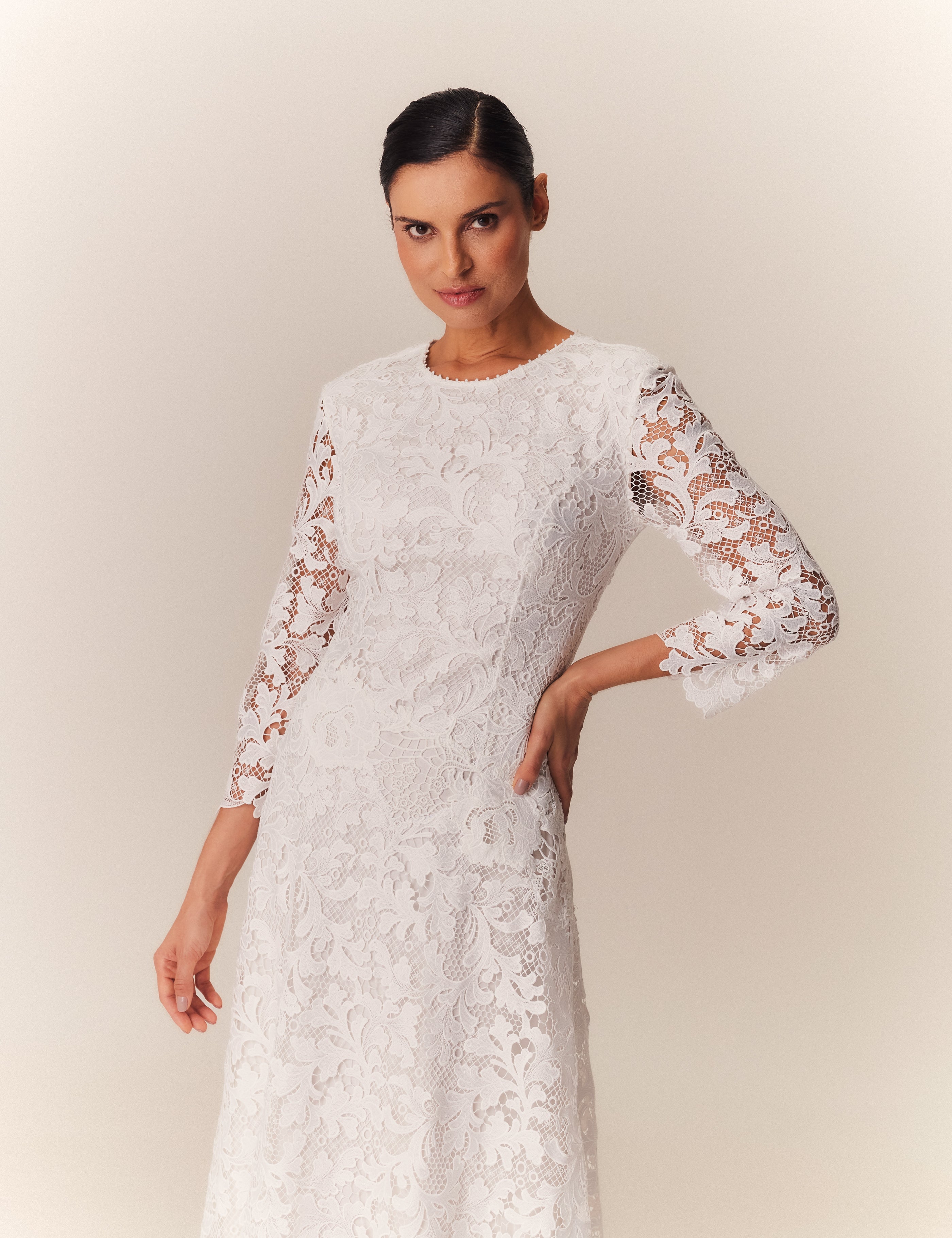VESTIDO MIDI BRUNA OFF WHITE