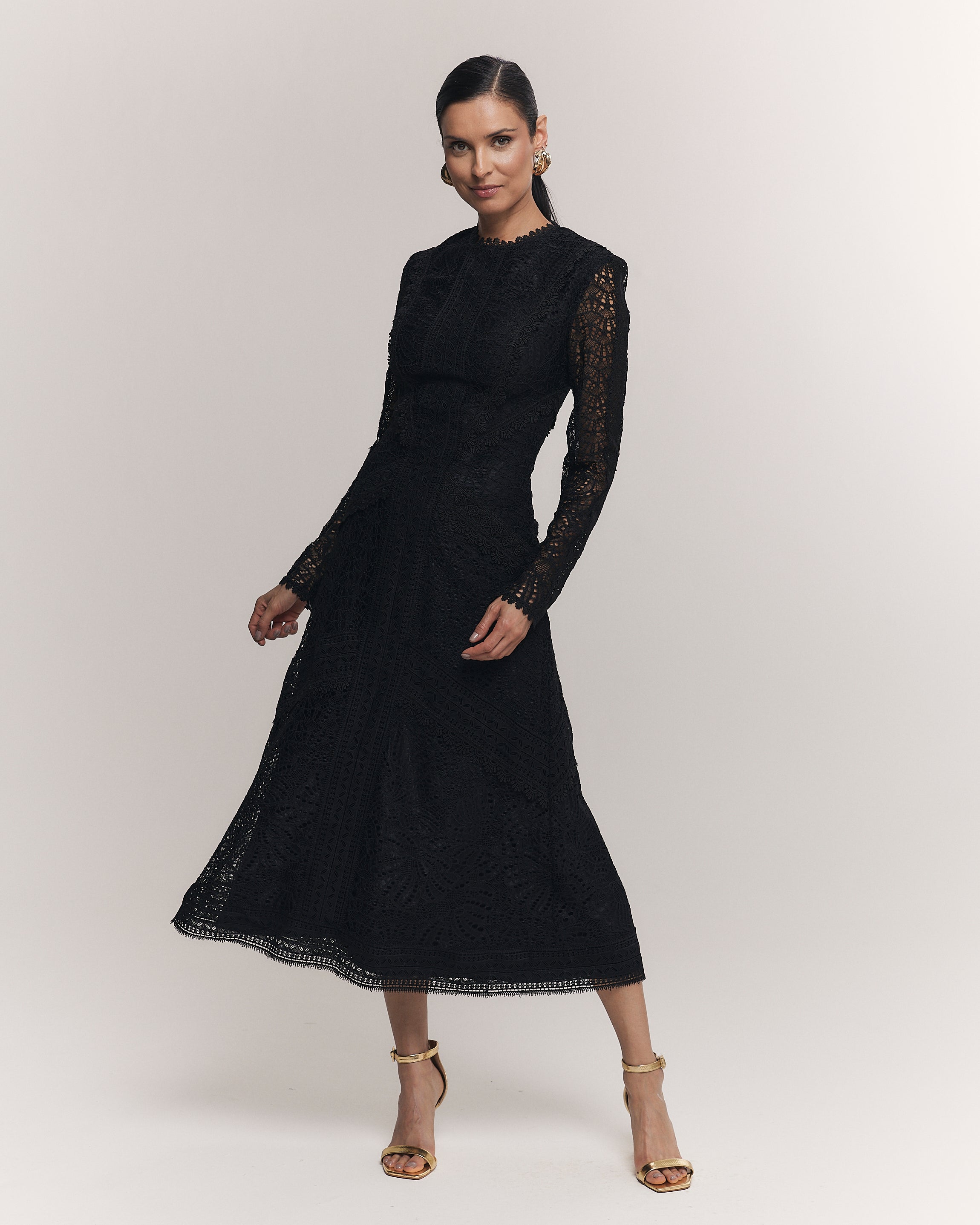 VESTIDO MIDI LIGIA PRETO