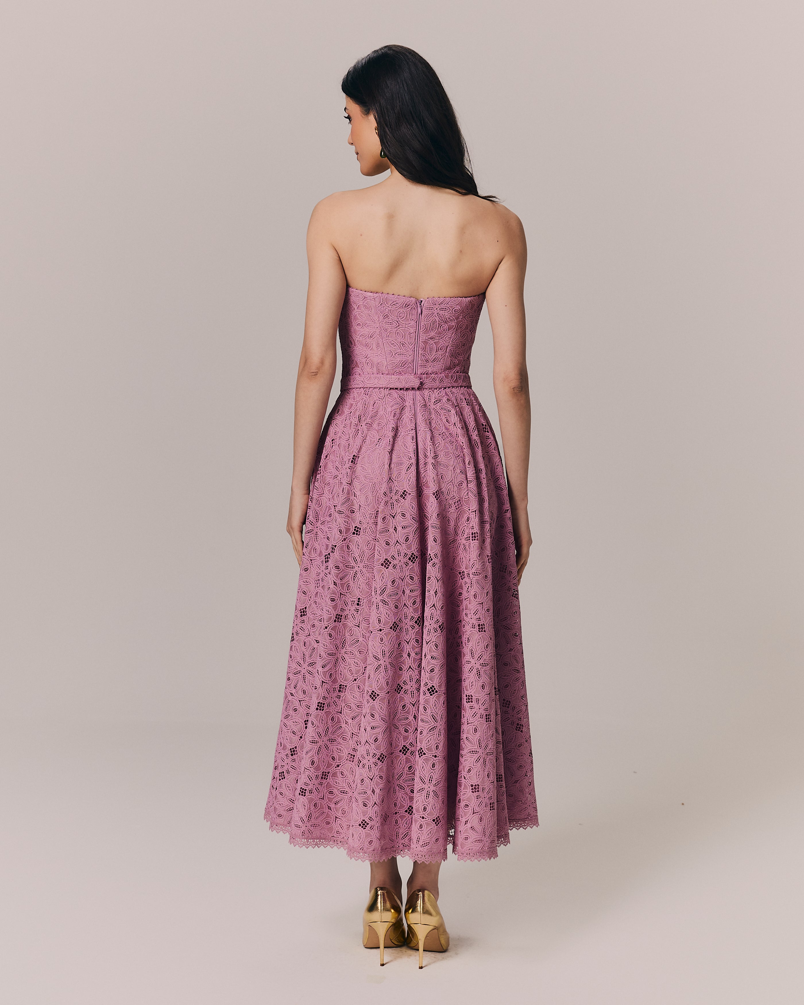 VESTIDO MIDI LEA ROSA MALVA