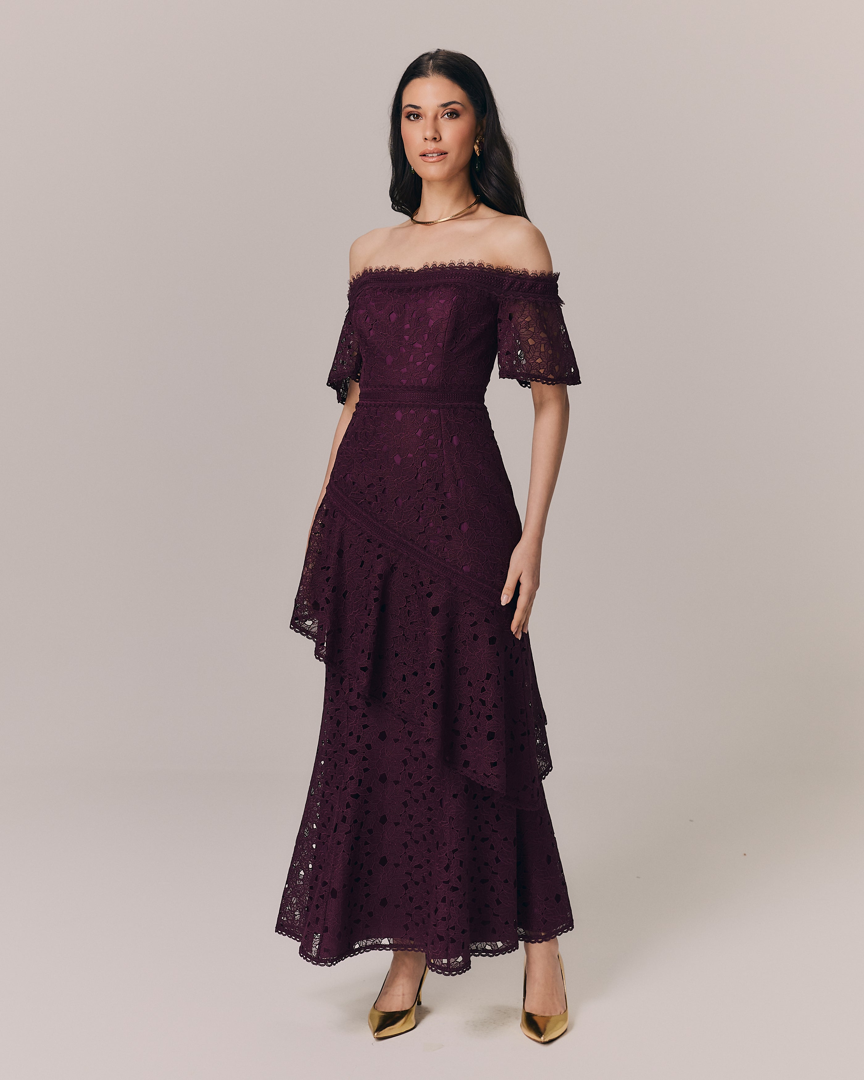 VESTIDO MIDI CLARA VINO