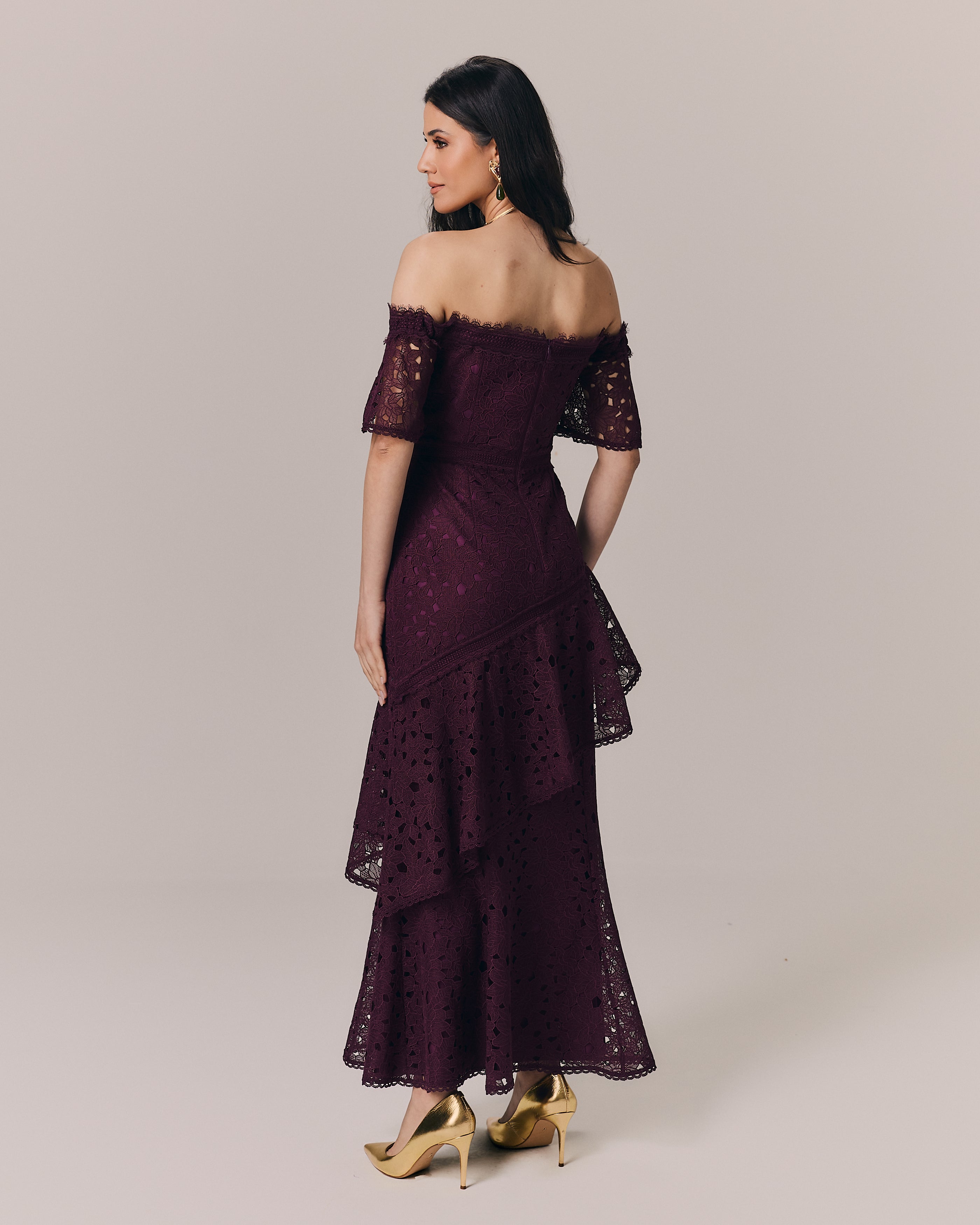 VESTIDO MIDI CLARA VINO