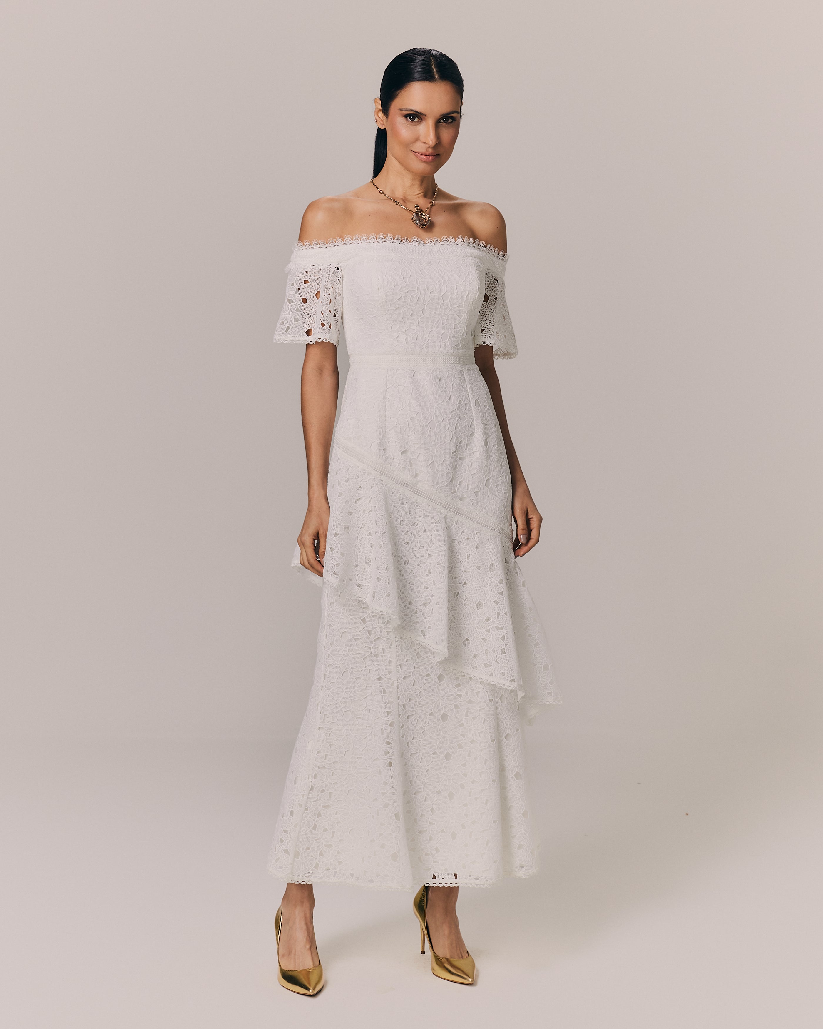 VESTIDO MIDI CLARA OFF WHITE