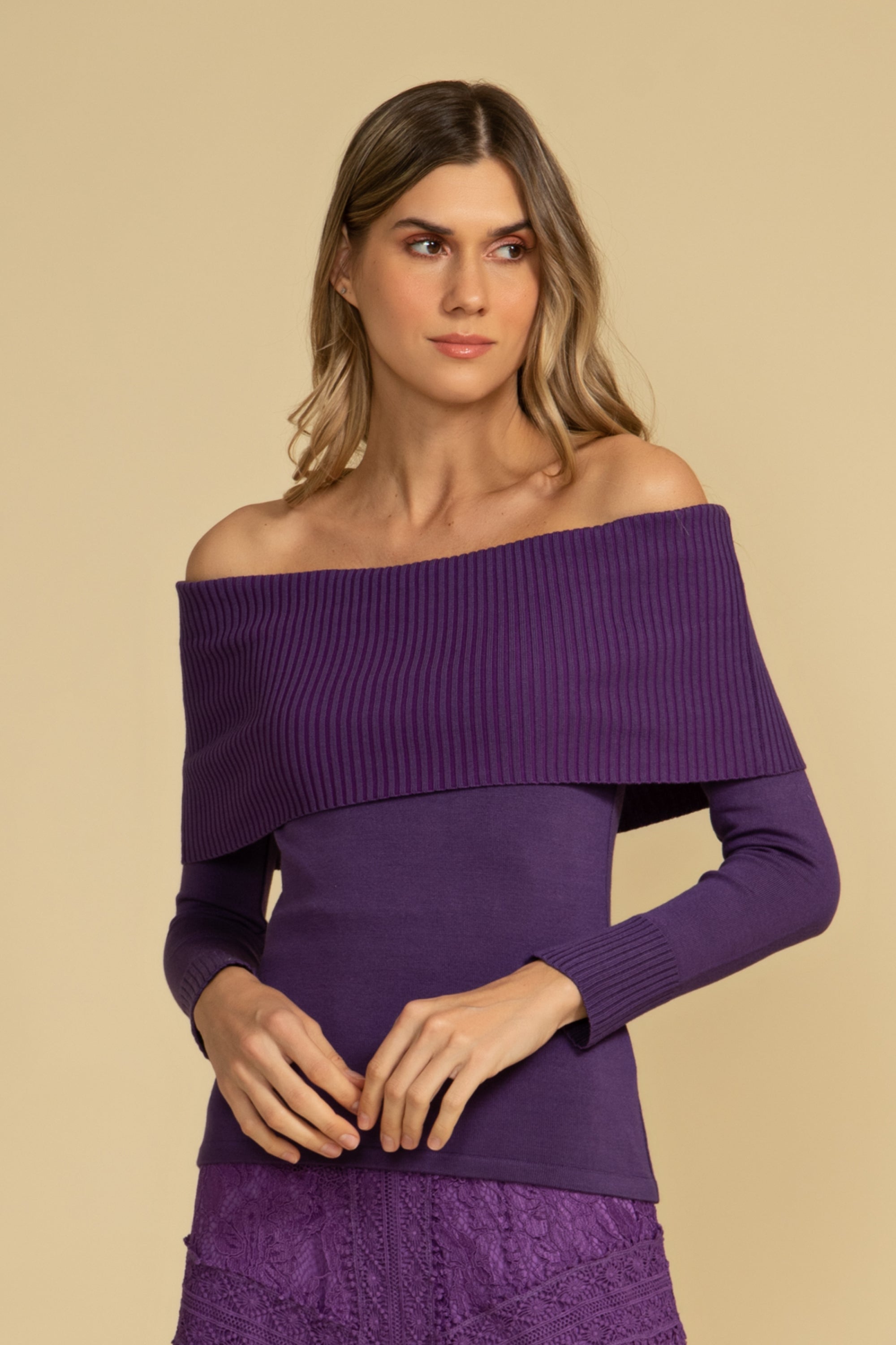 BLUSA TRICOT MONALISA ROXO ELIZABETH