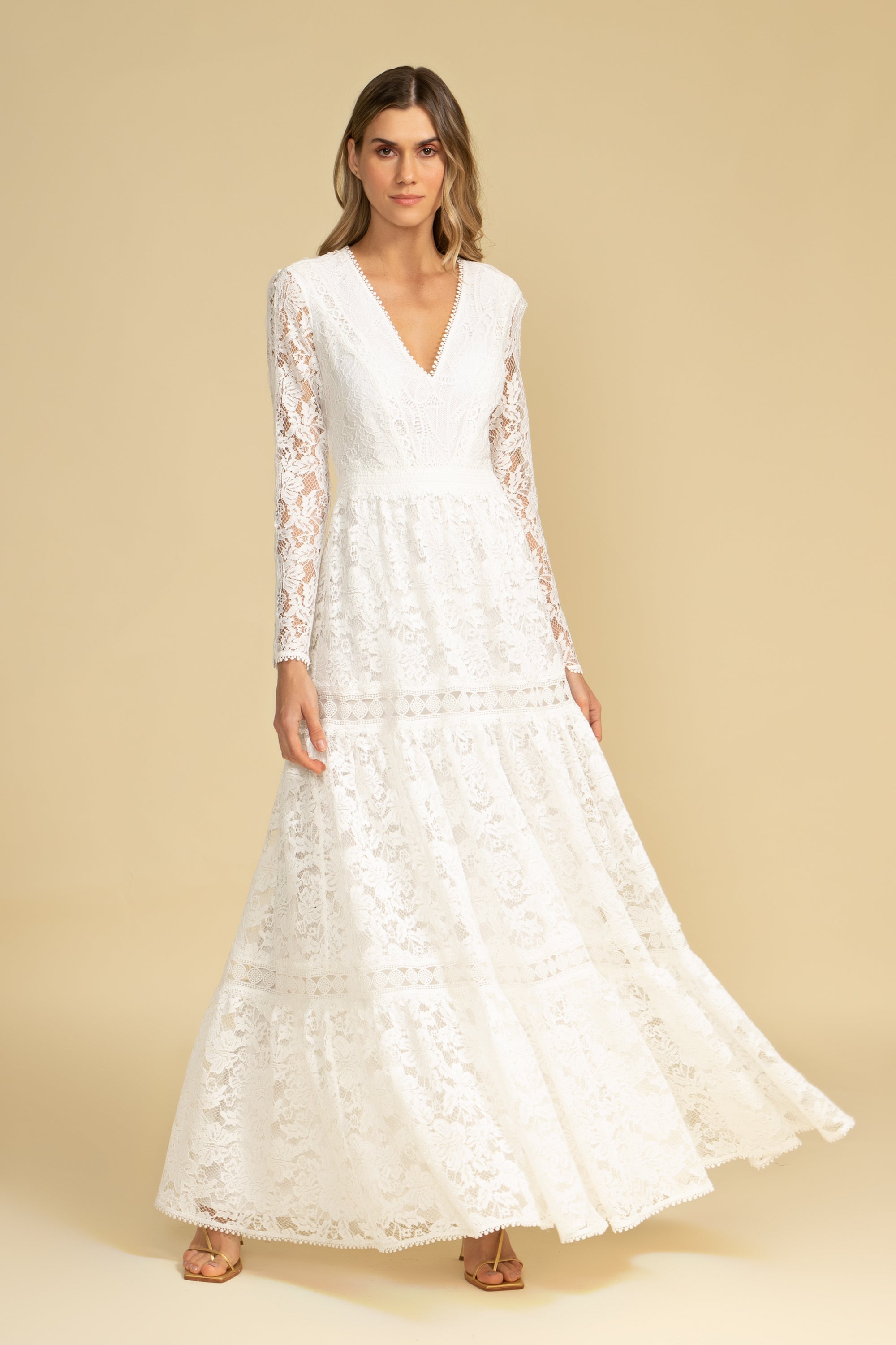 VESTIDO LONGO CARMIN OFF WHITE