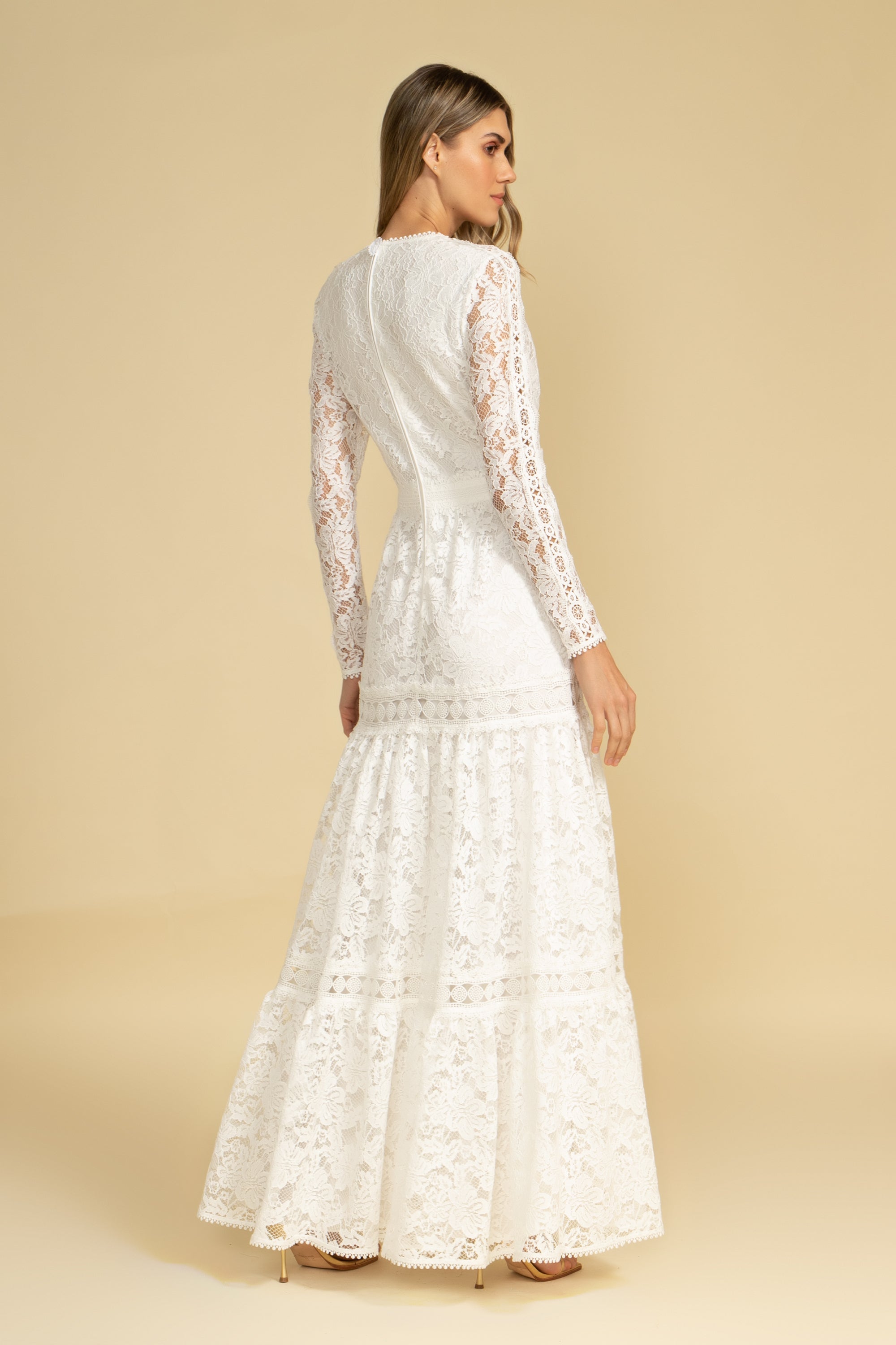 VESTIDO LONGO CARMIN OFF WHITE