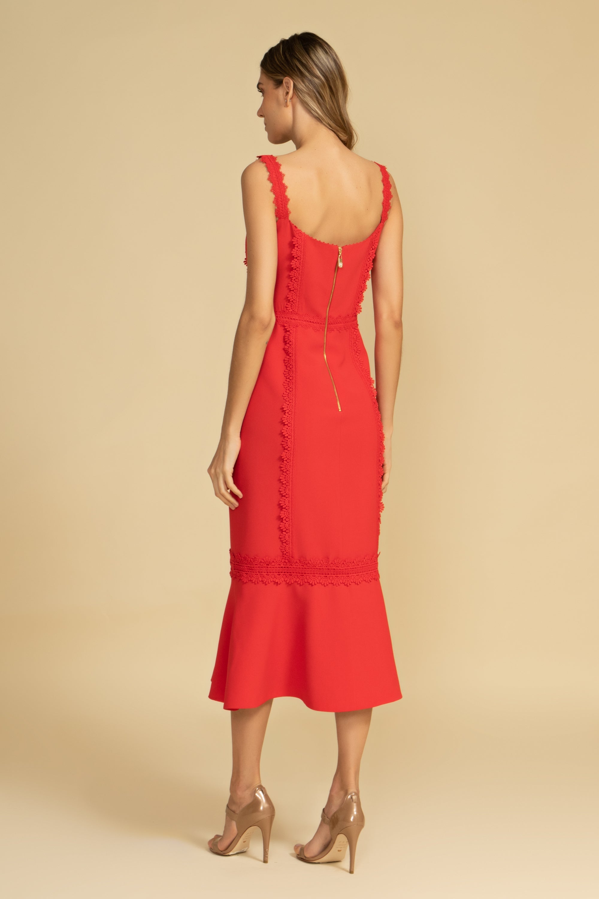 VESTIDO MIDI VICENTINA VERMELHO MARY