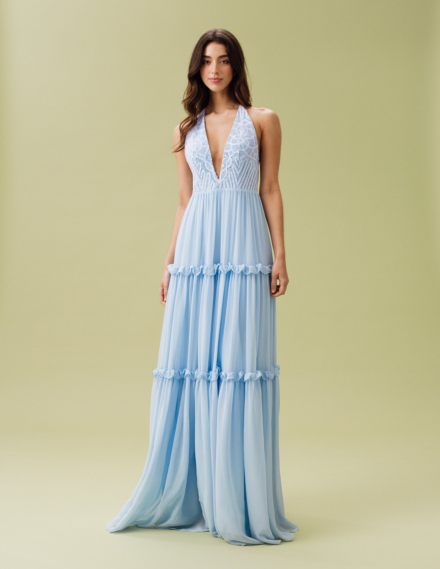 VESTIDO LONGO JULIANA HOT PANTS AZUL VERONICA