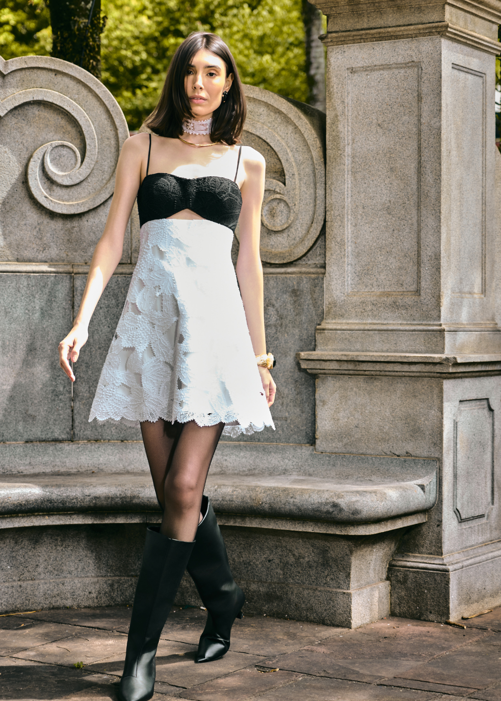 VESTIDO CURTO BRUNA PRETO + BRANCO