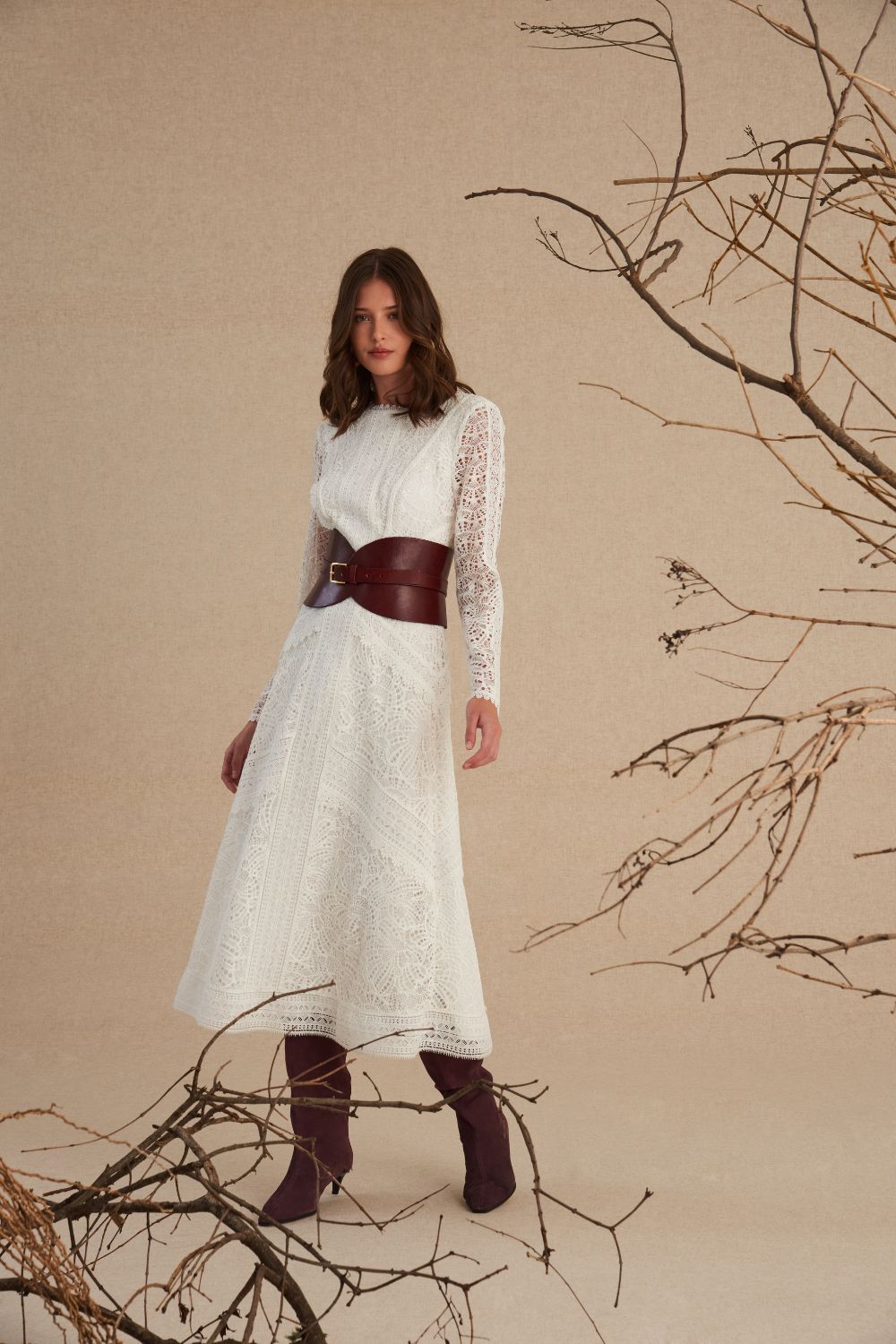 VESTIDO MIDI BRUNA OFF WHITE