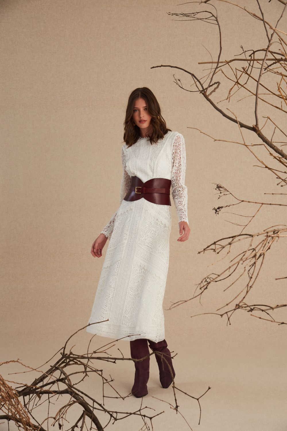 VESTIDO MIDI BRUNA OFF WHITE