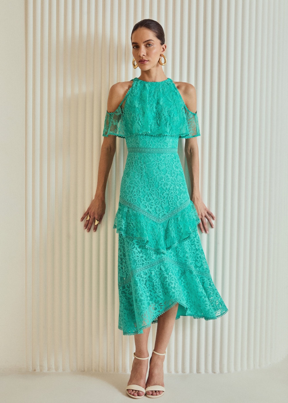 VESTIDO MIDI CLAUDIA VERDE AQUA
