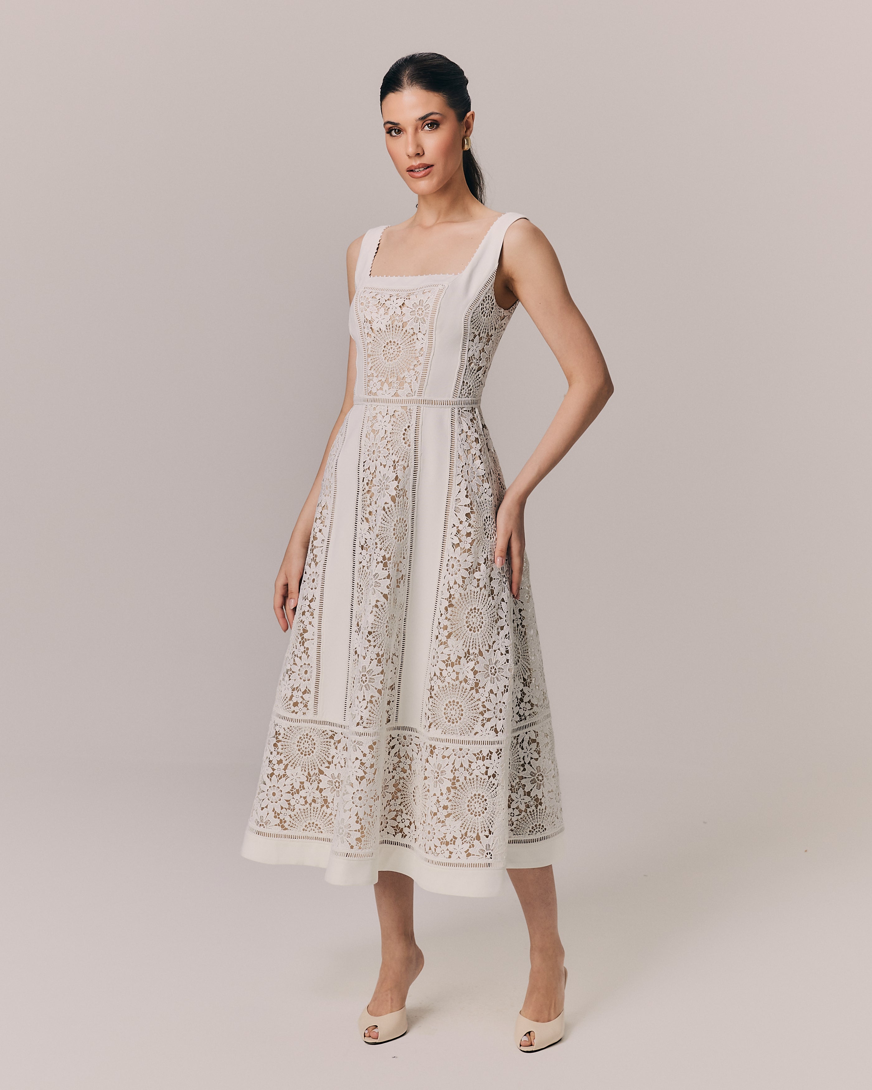 VESTIDO MIDI CELESTE OFF WHITE OFF WHITE
