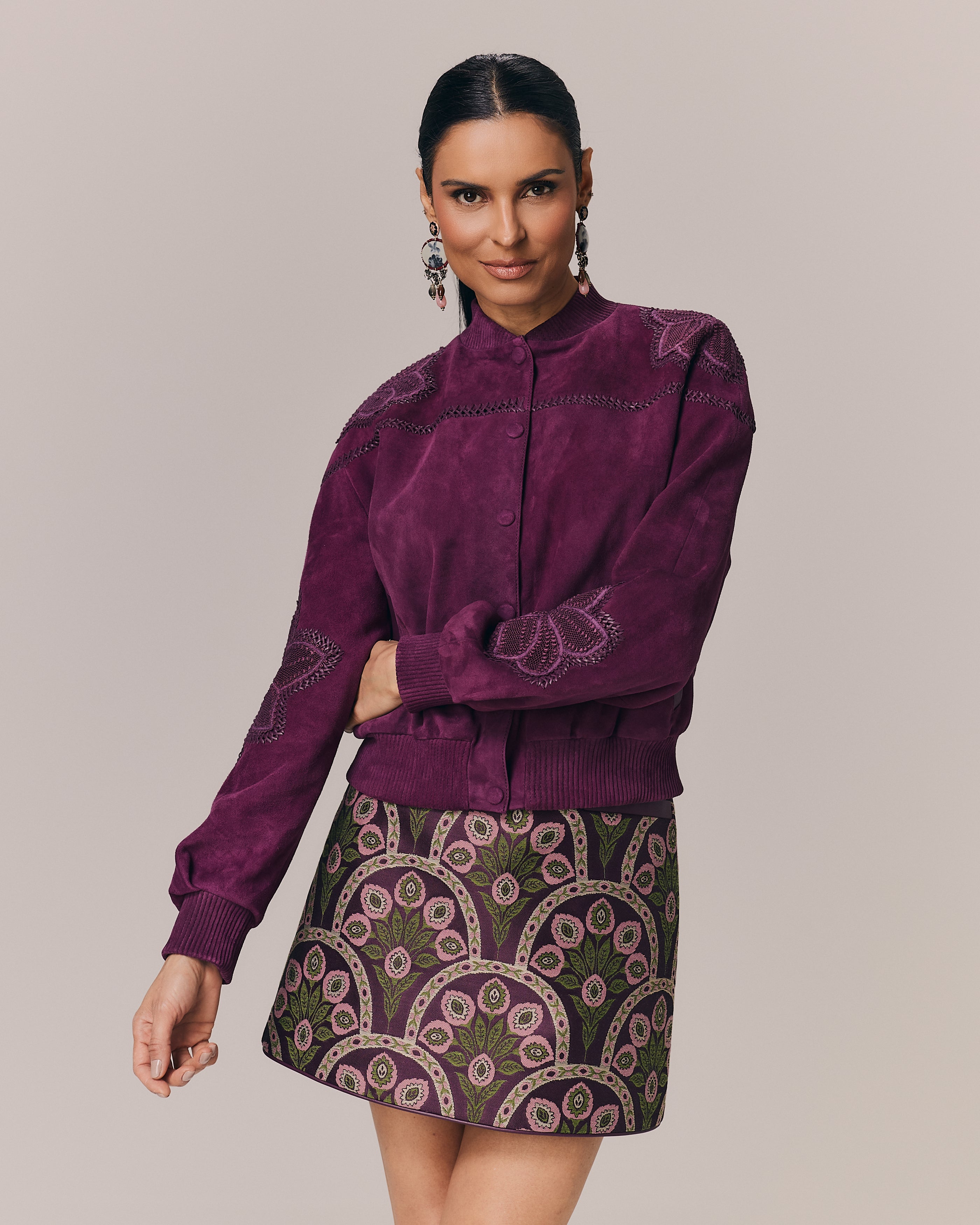 JAQUETA MABEL COURO VINO