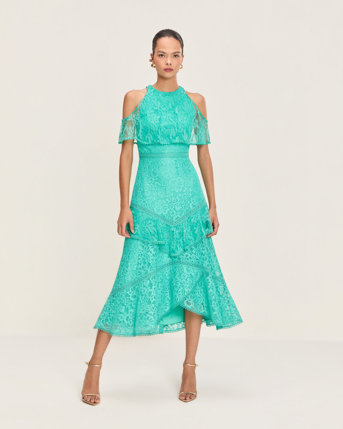 VESTIDO MIDI CLAUDIA VERDE AQUA