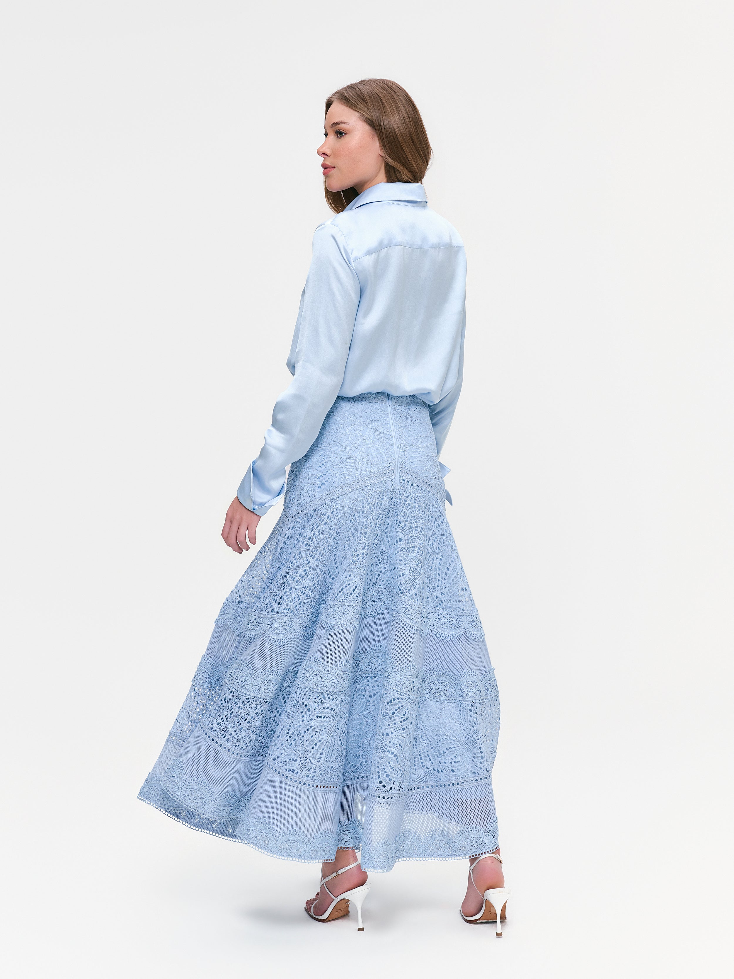 SAIA MIDI SHIRLEY AZUL HORTENSIA