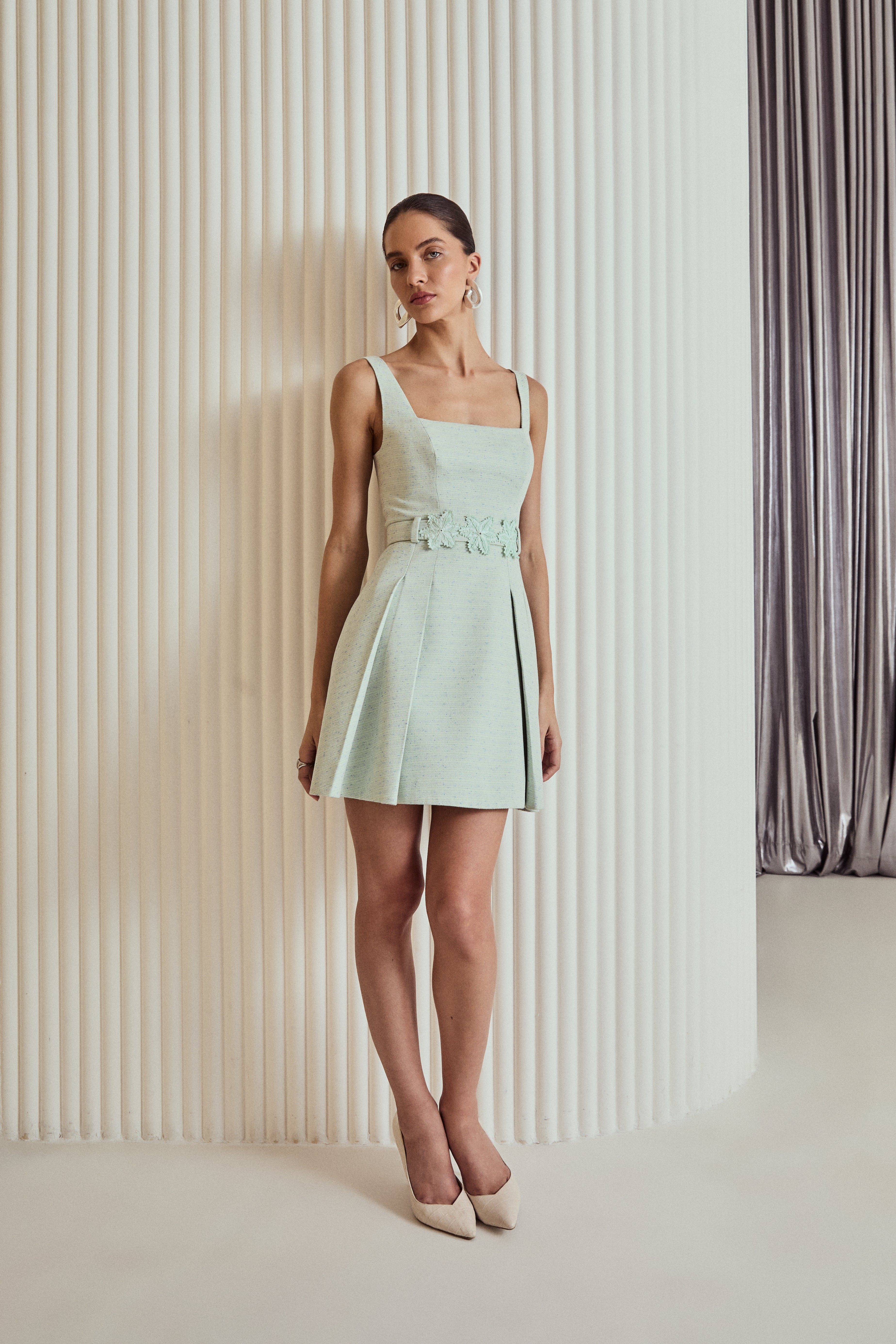 VESTIDO CURTO MIRANDA VERDE MESCLA