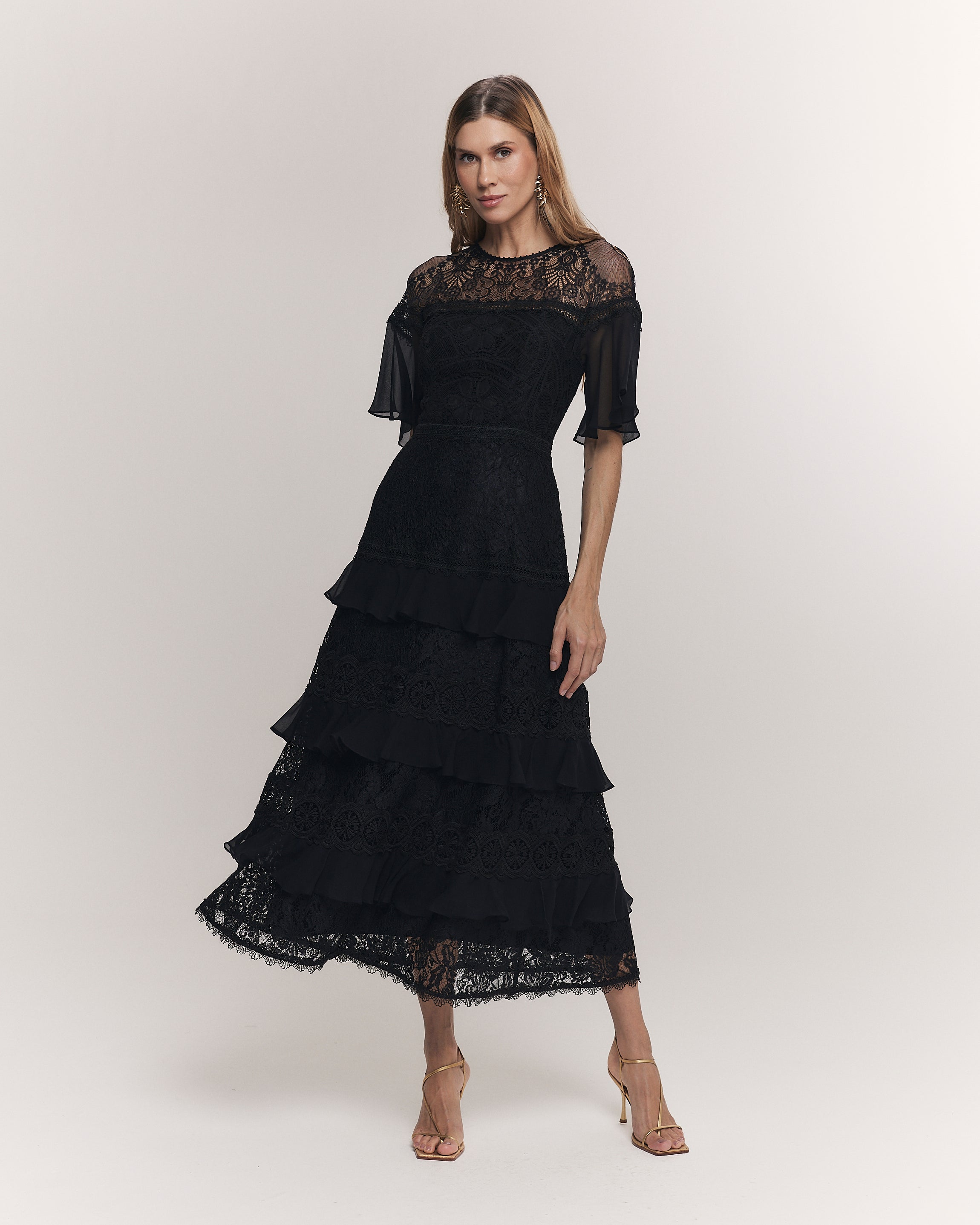 VESTIDO MIDI MARGOT PRETO