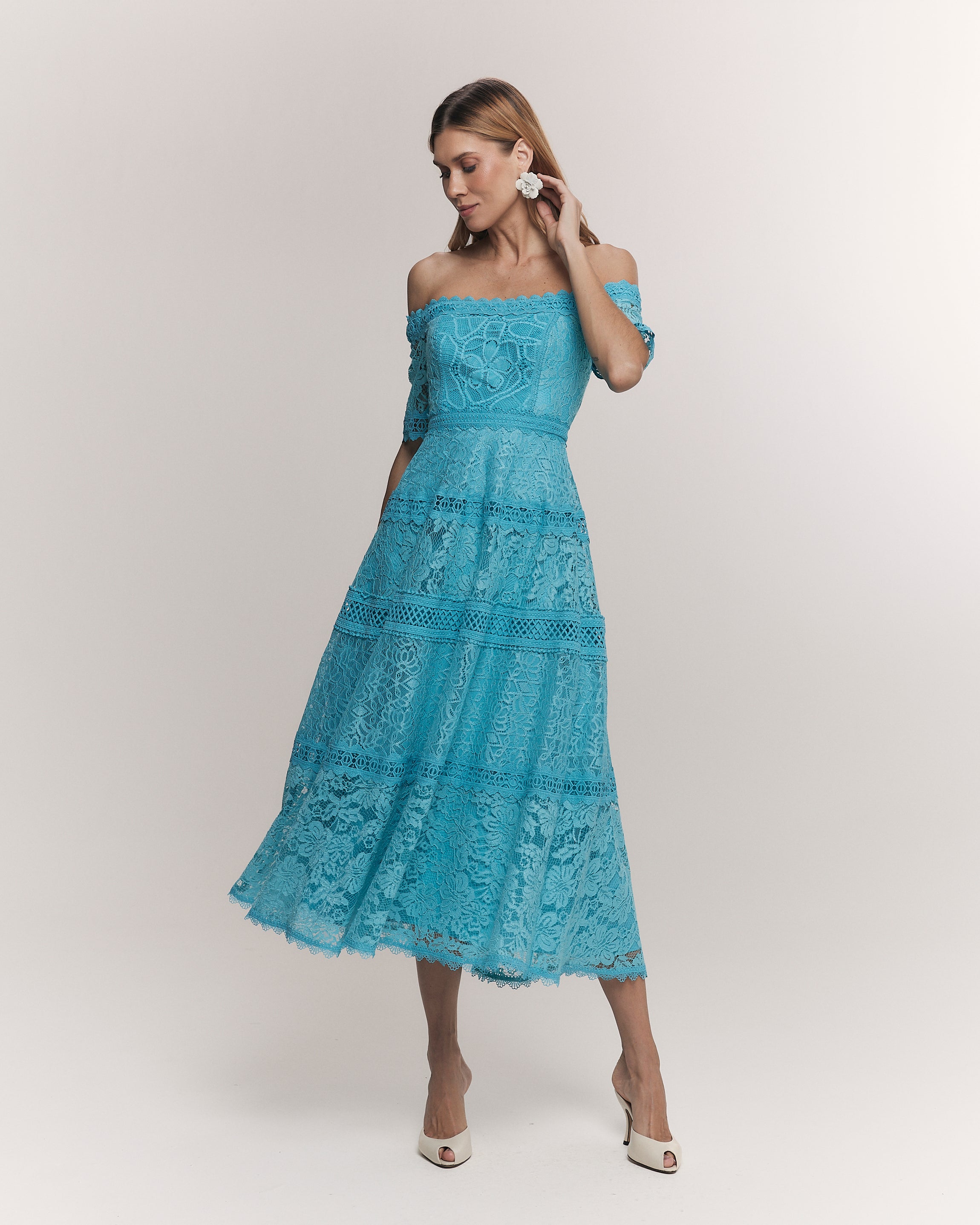 VESTIDO MIDI VERONICA AZUL CURACAO