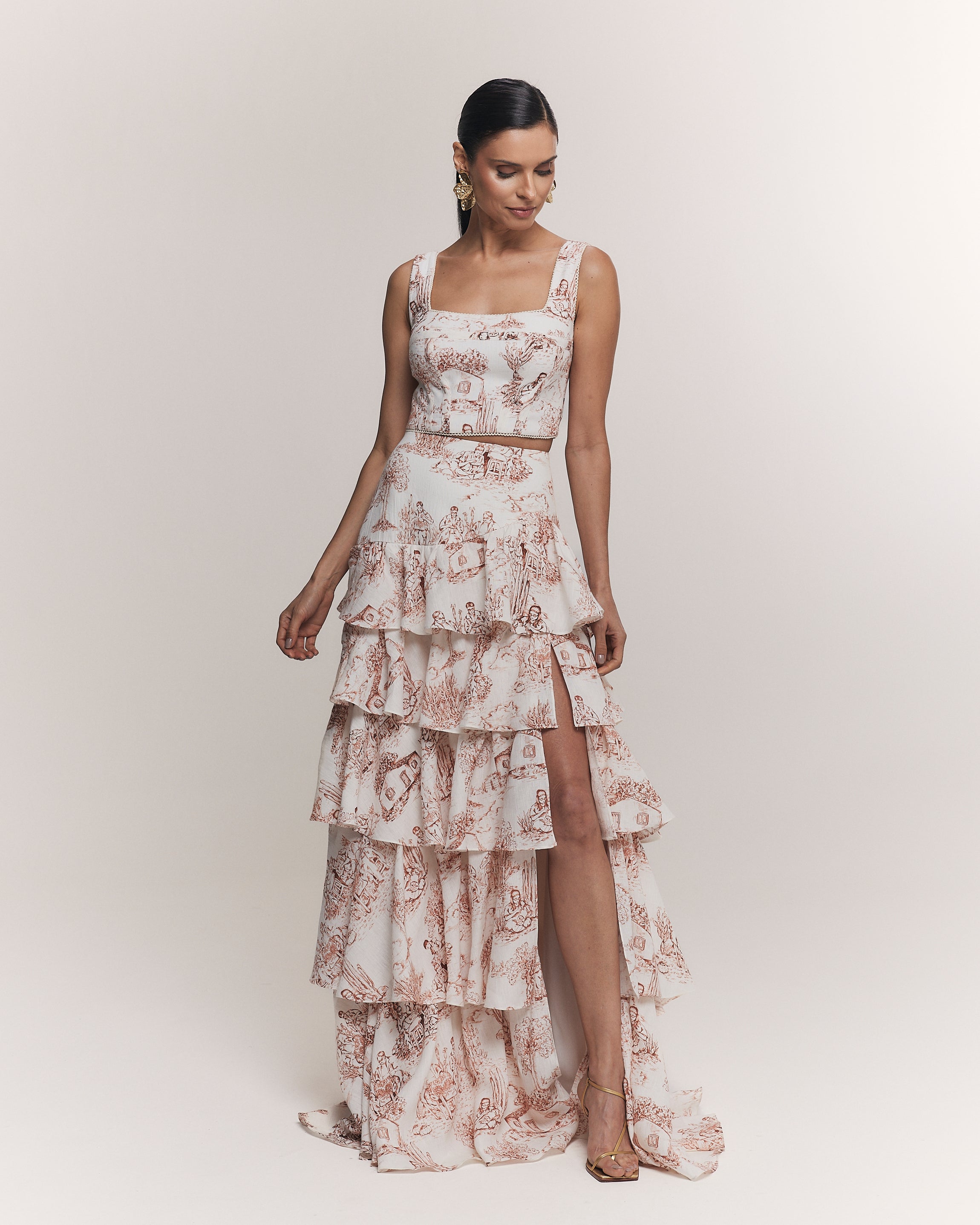 SAIA LONGA SOPHY ESTAMPA RENDEIRAS