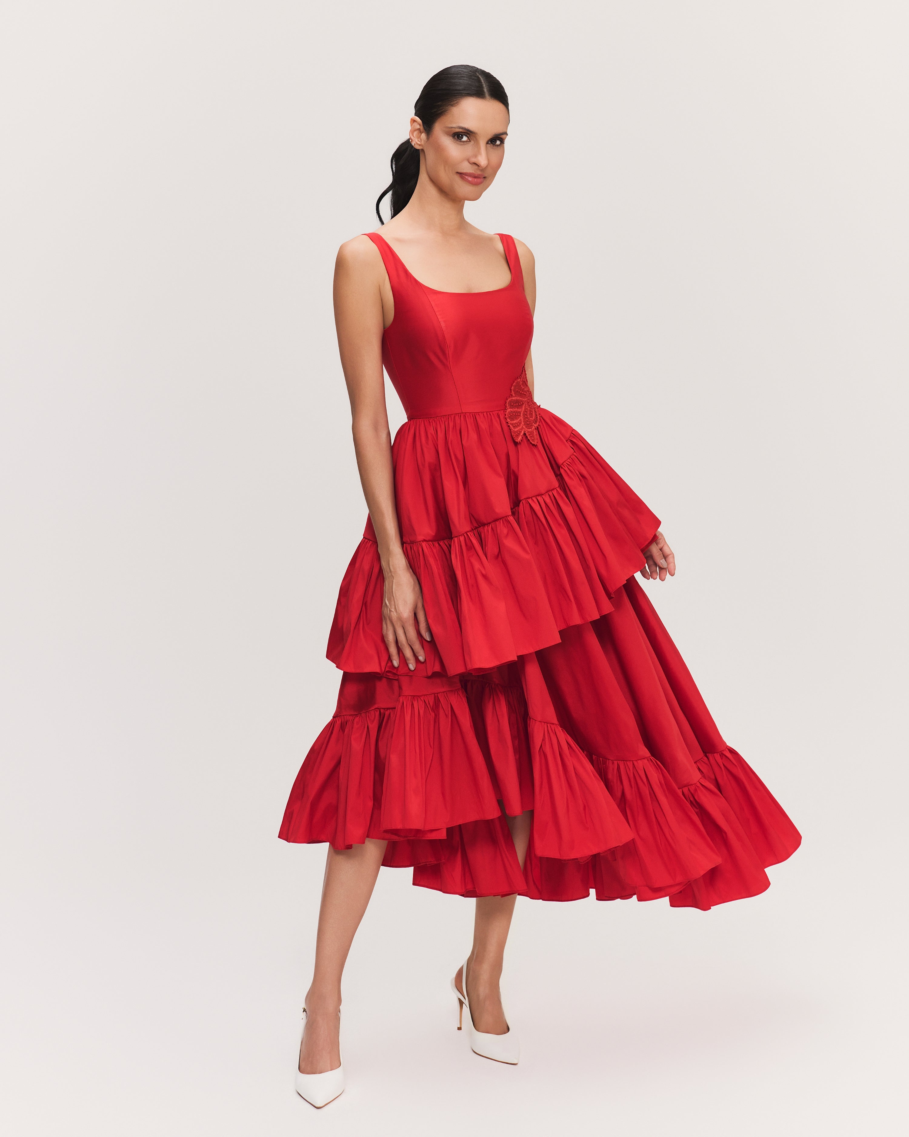 VESTIDO MIDI ELISA VERMELHO CARMIN