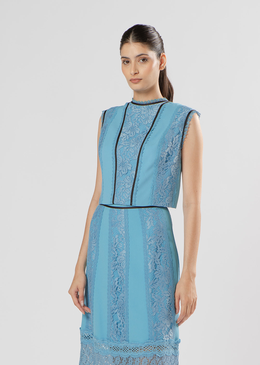 SAIA MIDI ARABELA CREPE/MIX AZUL LYCA