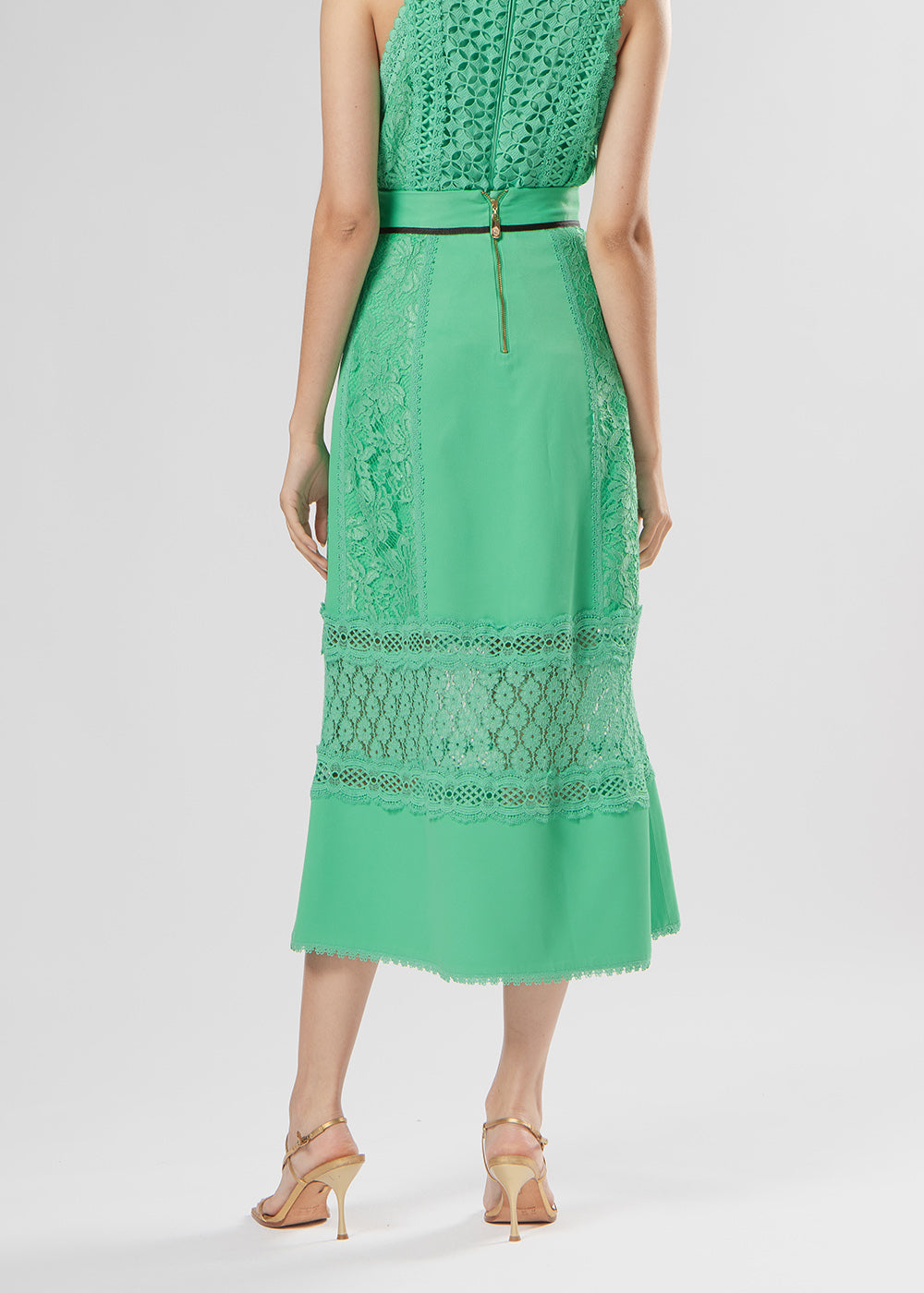 SAIA MIDI ARABELA CREPE/MIX VERDE PAPILLON