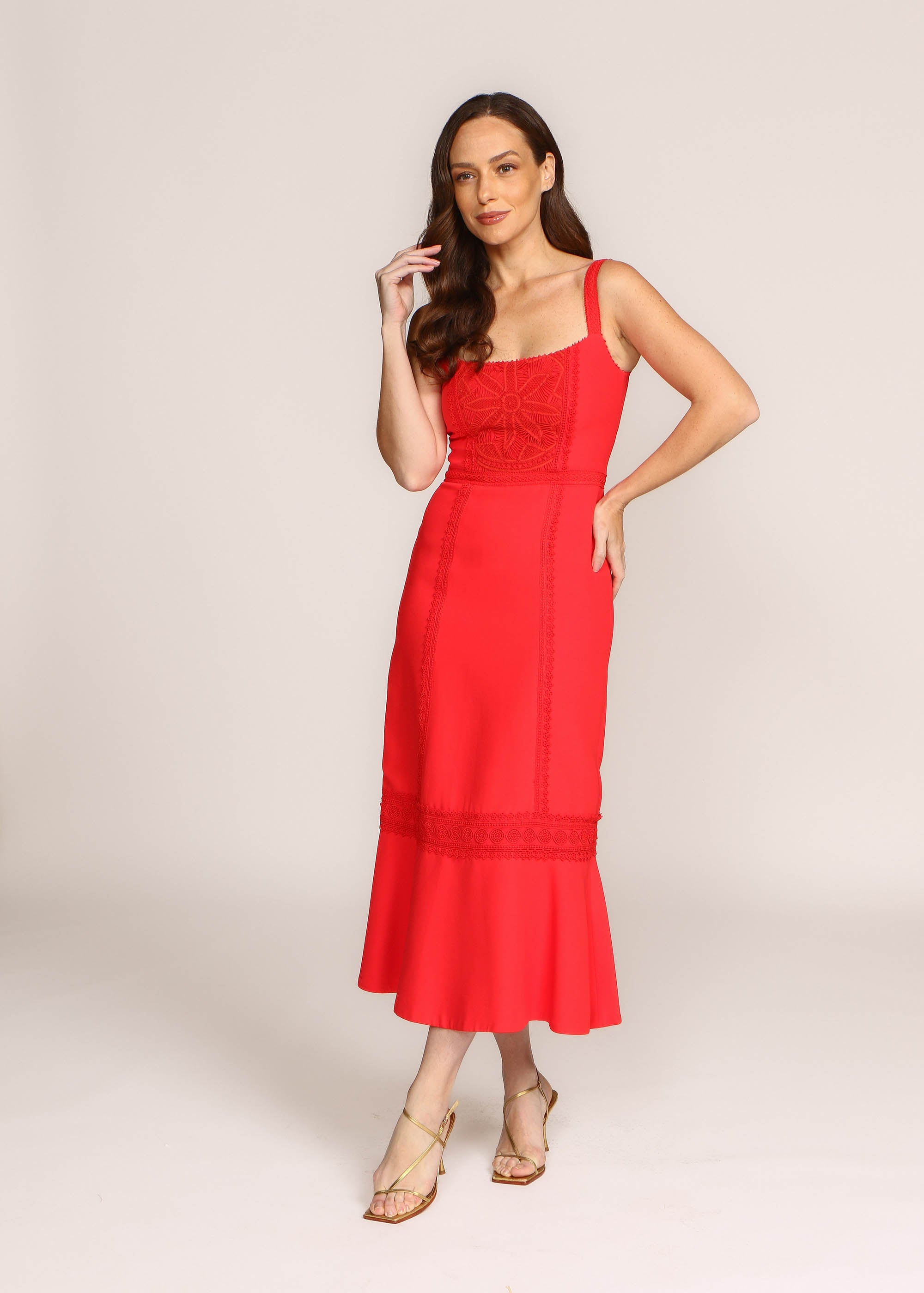 VESTIDO MIDI VICENTINA VERMELHO MARY