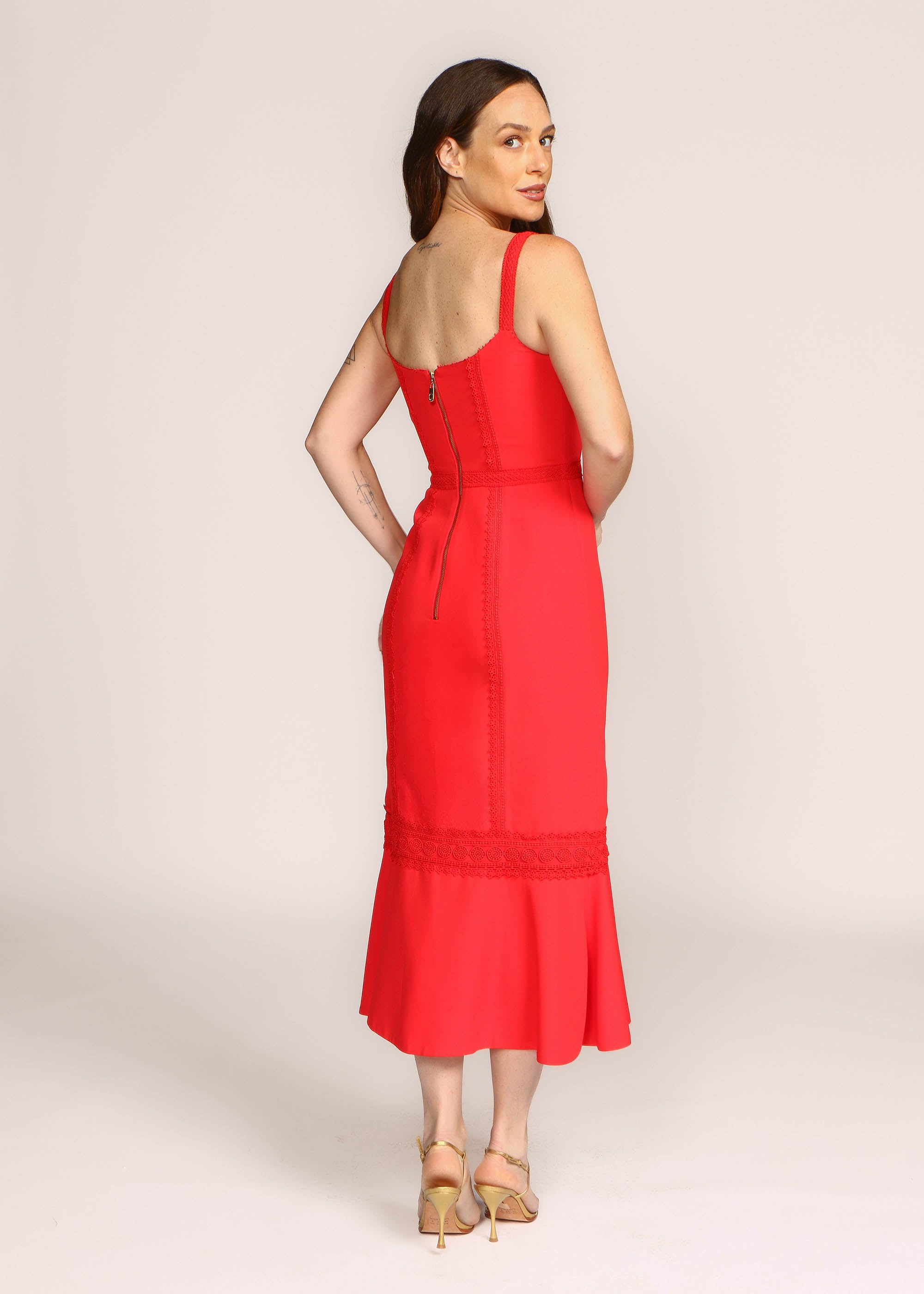 VESTIDO MIDI VICENTINA VERMELHO MARY