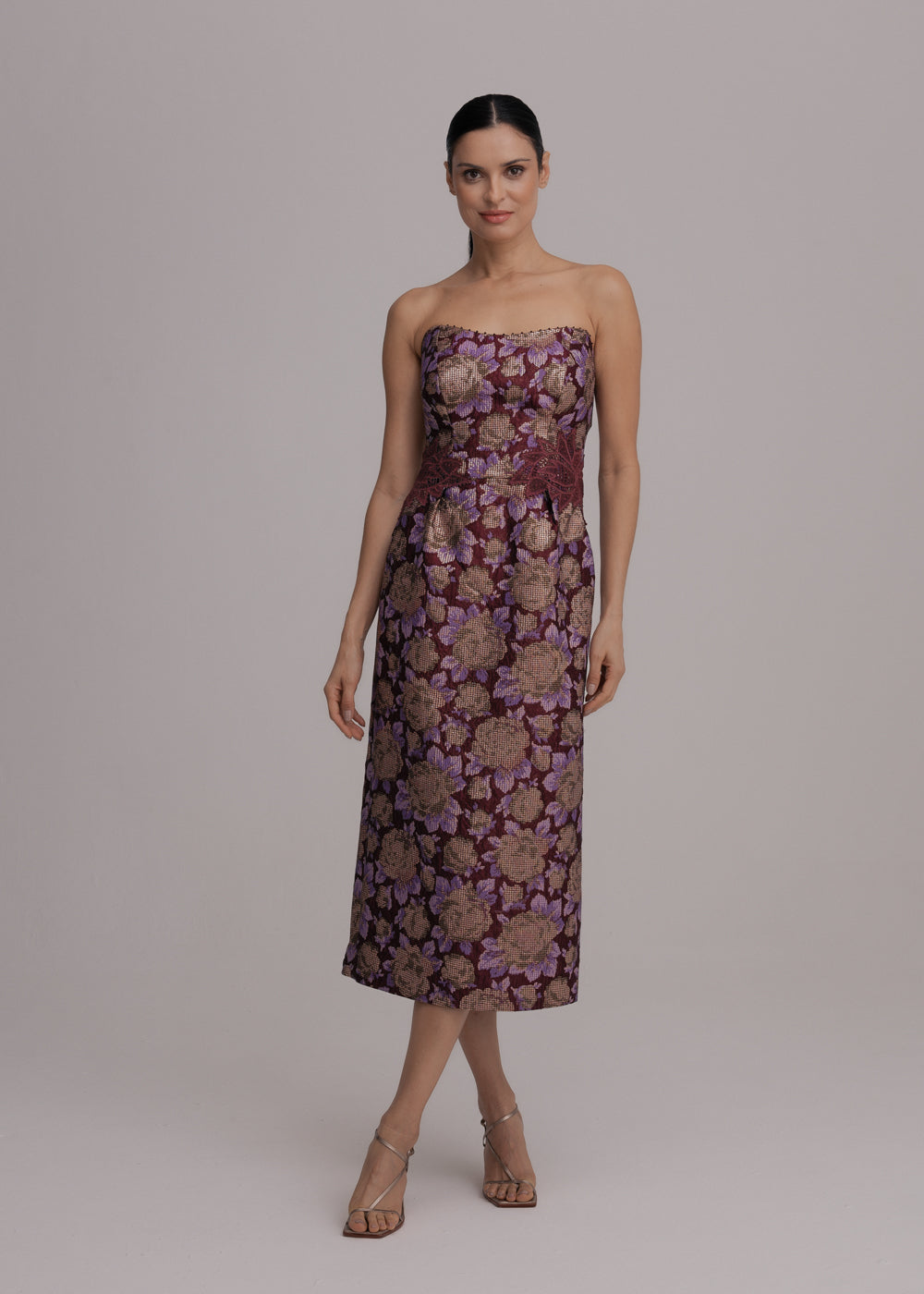 VESTIDO MIDI LEILA JACQUARD FLORAL