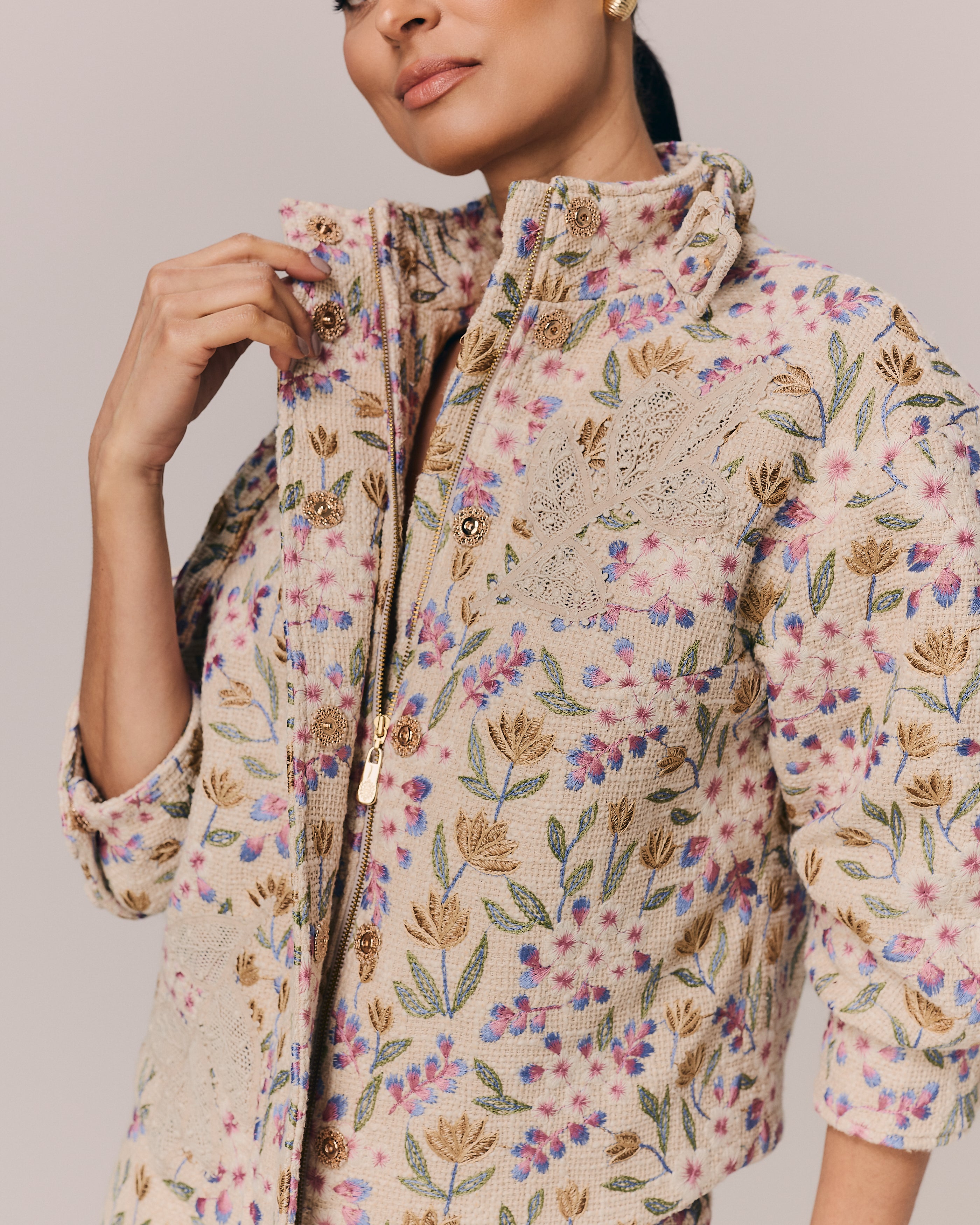 JAQUETA LUXEMBURGO BORDADO JARDIM