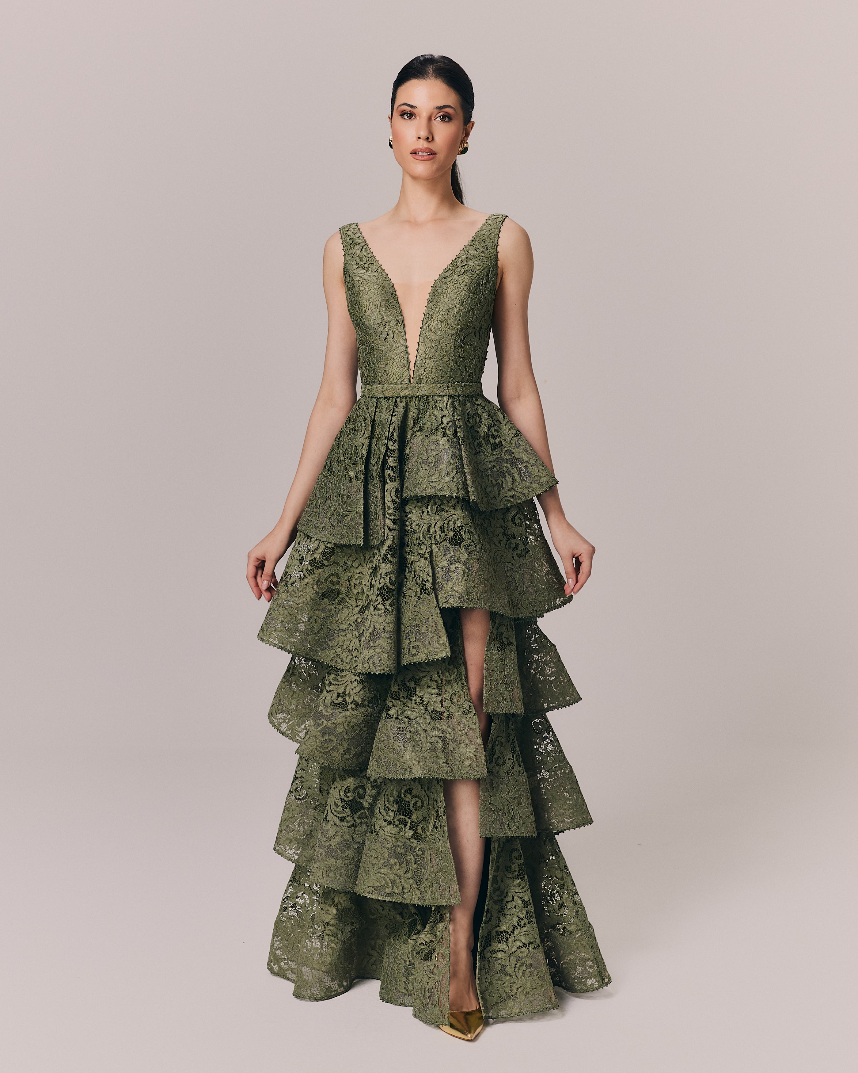 VESTIDO LONGO PAULINA VERDE OLIVA