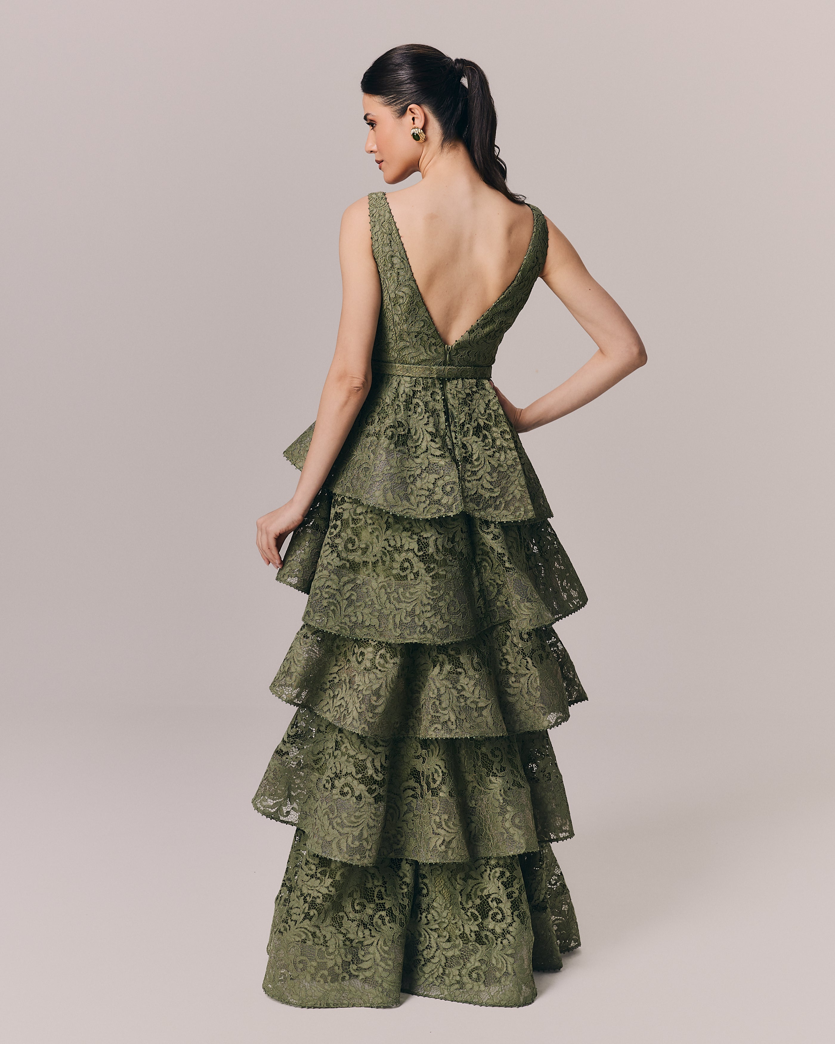 VESTIDO LONGO PAULINA VERDE OLIVA