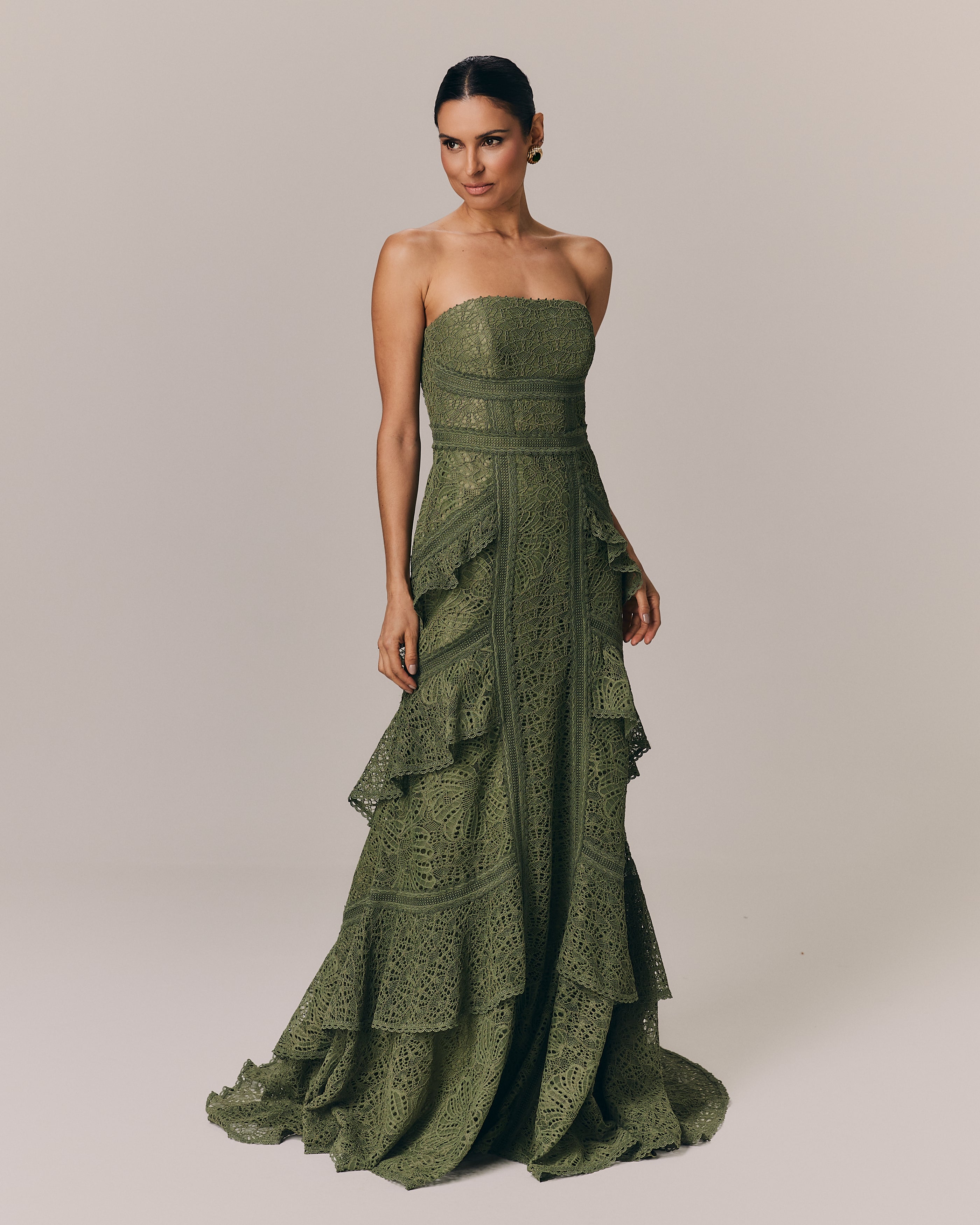 VESTIDO LONGO VIVIANE VERDE OLIVA